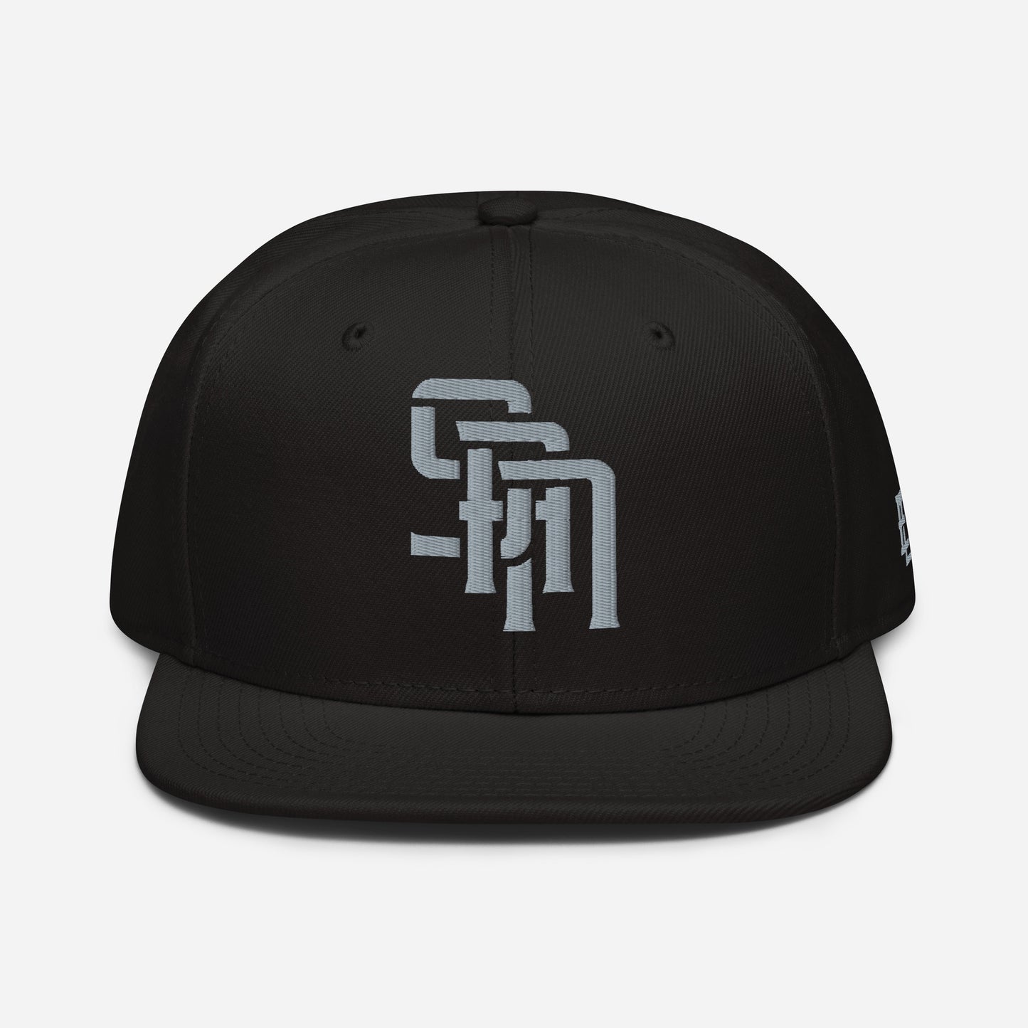 "SAN" Snapback | Otto Cap 125-978 | E Luna Brand ESSENTIAL Duocrest 2 Grey Thread Logos: Front & Left