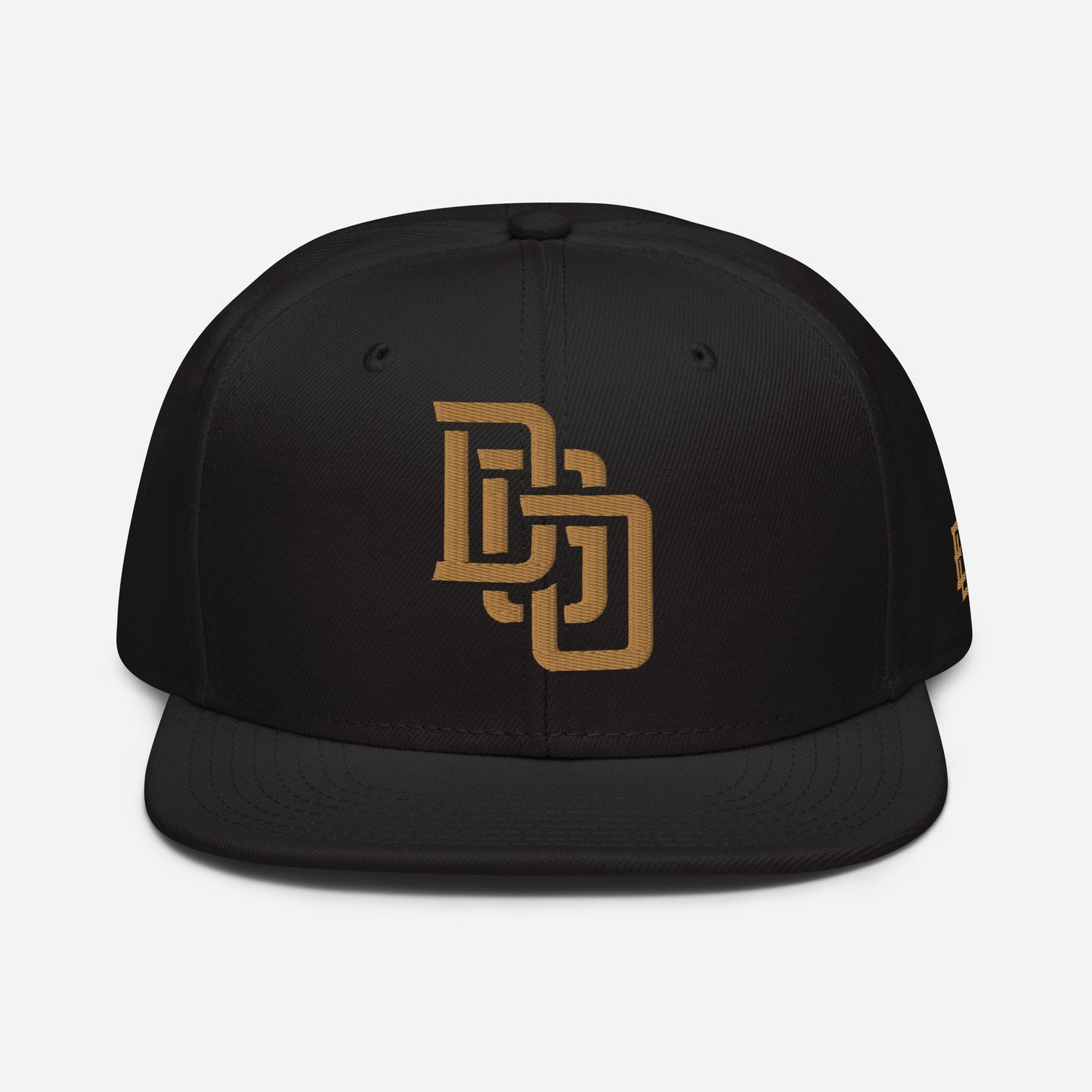 "DGO" Snapback | Otto Cap 125-978 | E Luna Brand ESSENTIAL Duocrest 2 Old Gold Thread Logos: Front & Left