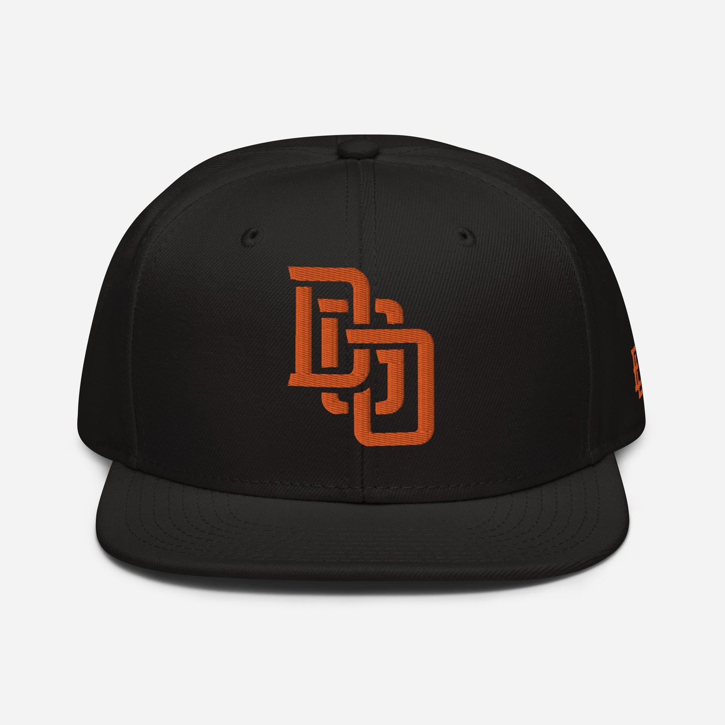 "DGO" Snapback | Otto Cap 125-978 | E Luna Brand ESSENTIAL Duocrest 2 Orange Thread Logos: Front & Left