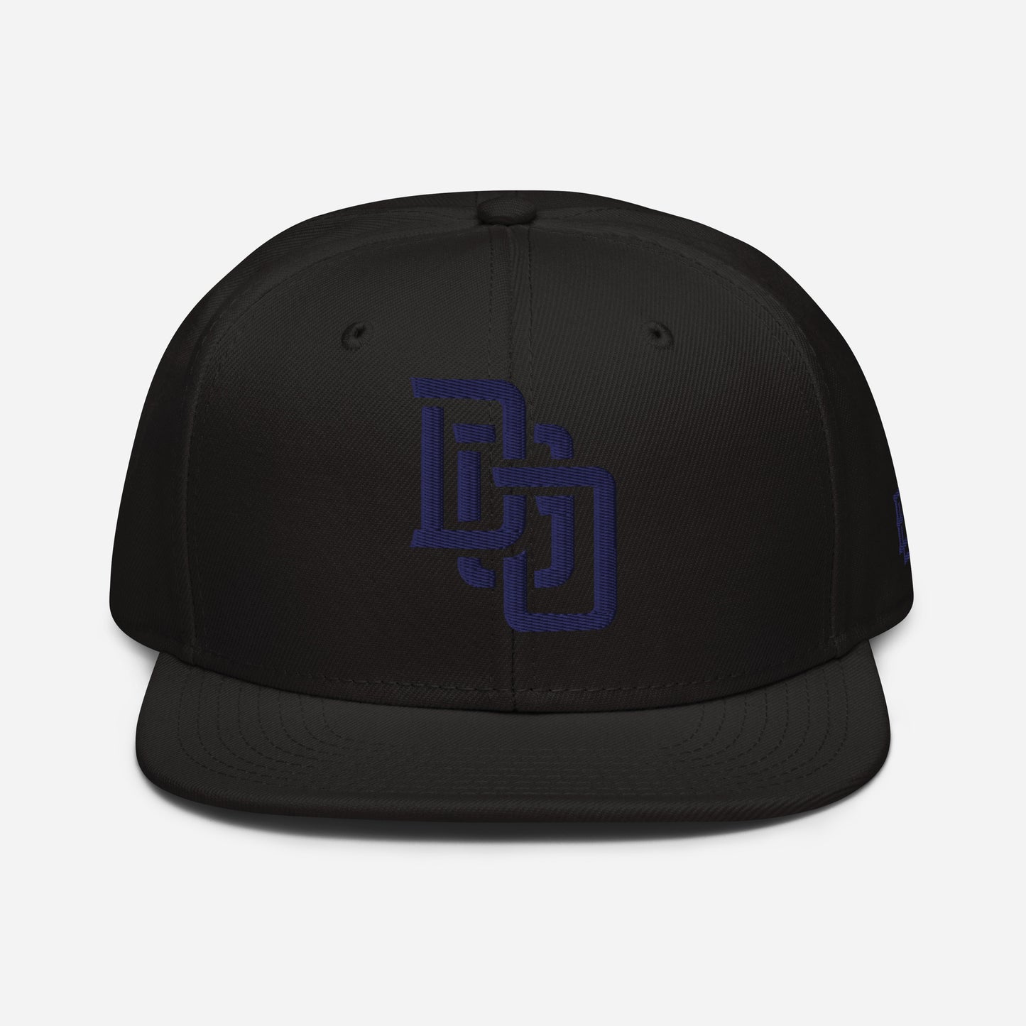 "DGO" Snapback | Otto Cap 125-978 | E Luna Brand ESSENTIAL Duocrest 2 Navy Thread Logos: Front & Left