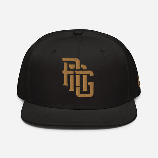 "ANG" Snapback | E Luna Brand ESSENTIAL | 2 Old Gold Thread Logos