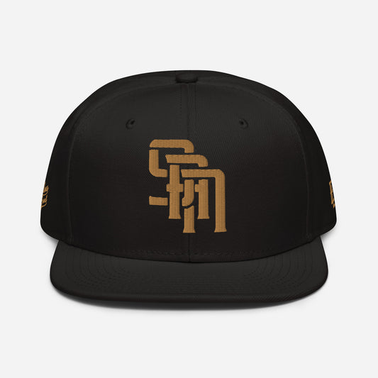 "SAN" Snapback | E Luna Brand PREMIUM | 4 Old Gold Thread Logos | 3D Puff Edition