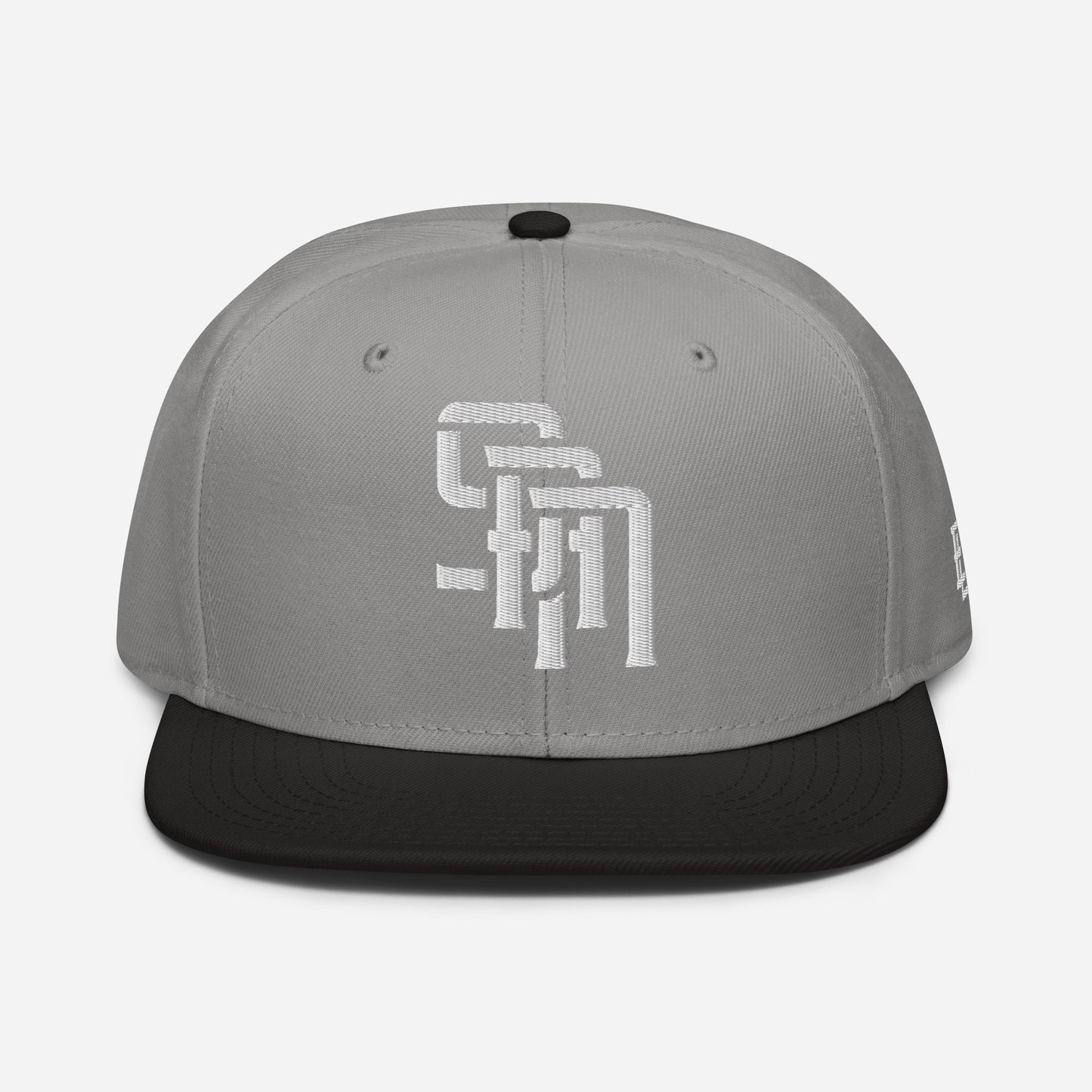 "SAN" Snapback | Otto Cap 125-978 | E Luna Brand ESSENTIAL Duocrest 2 White Thread Logos: Front & Left