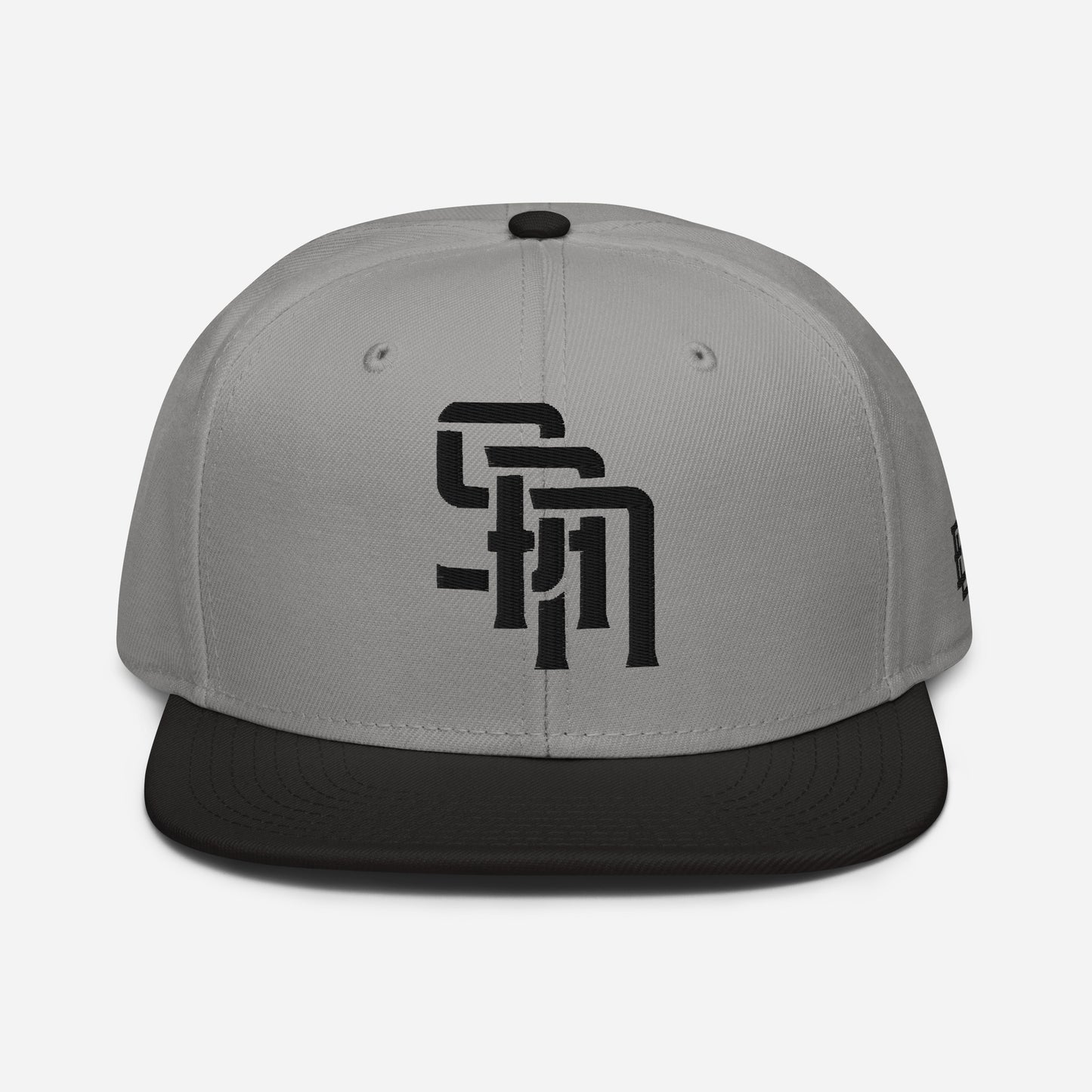 "SAN" Snapback | Otto Cap 125-978 | E Luna Brand ESSENTIAL Duocrest 2 Black Thread Logos: Front & Left