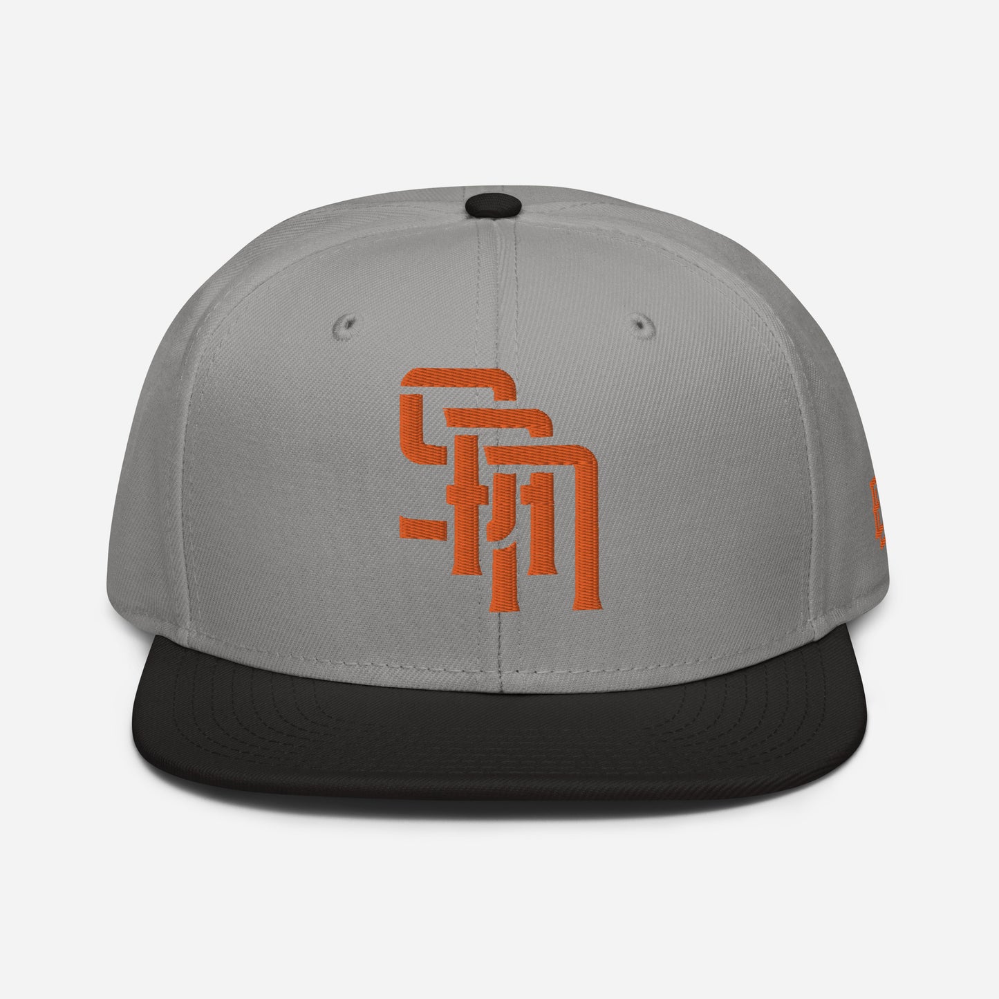 "SAN" Snapback | Otto Cap 125-978 | E Luna Brand ESSENTIAL Duocrest 2 Orange Thread Logos: Front & Left