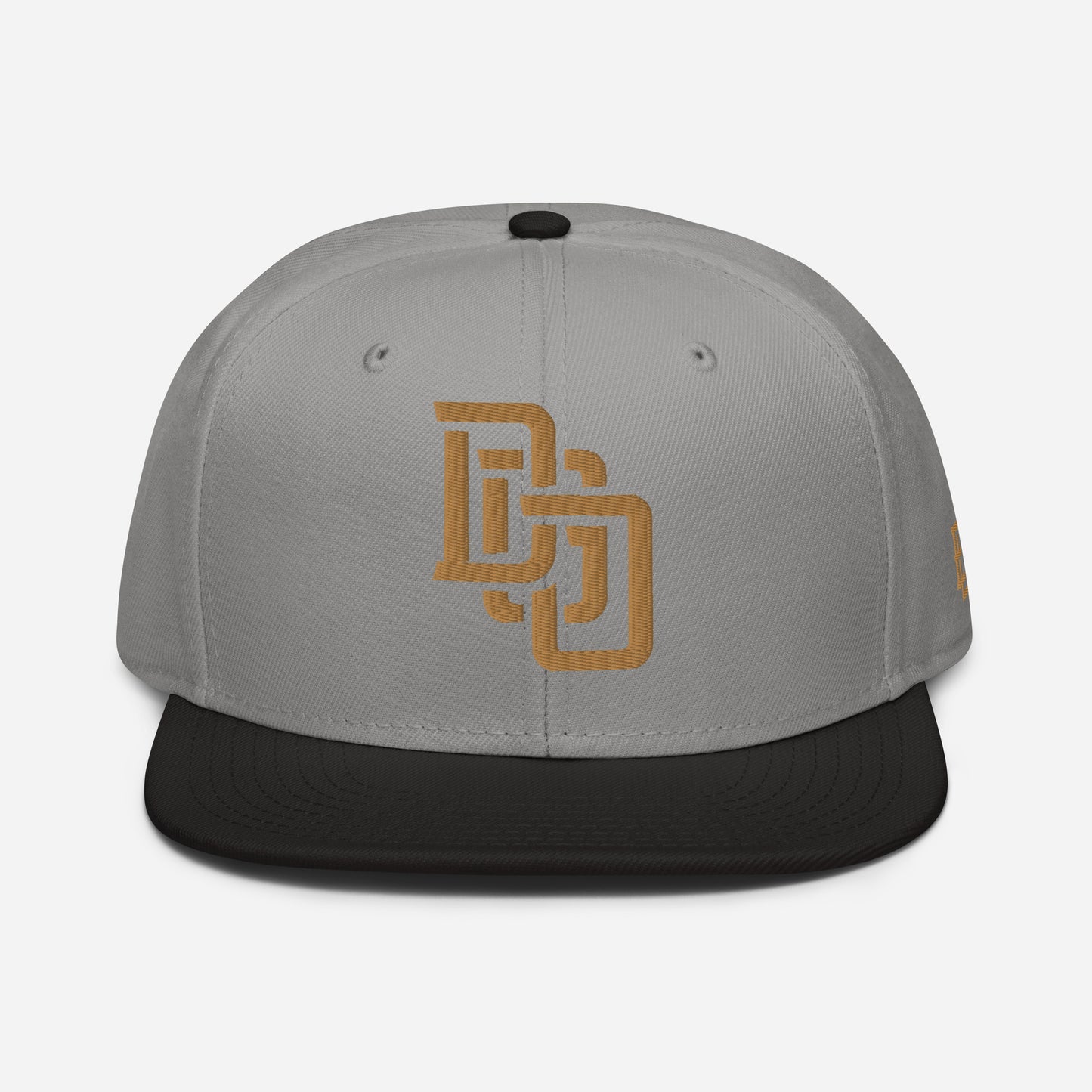 "DGO" Snapback | Otto Cap 125-978 | E Luna Brand ESSENTIAL Duocrest 2 Old Gold Thread Logos: Front & Left