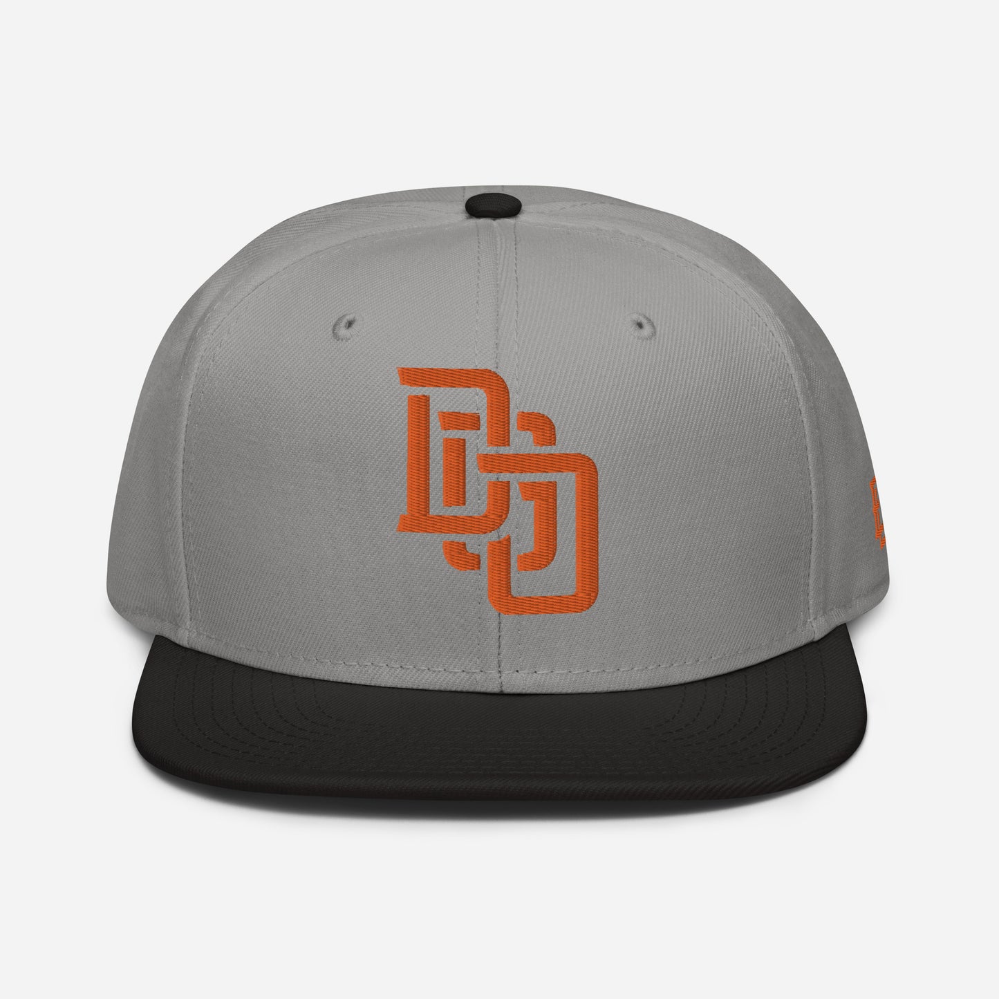 "DGO" Snapback | Otto Cap 125-978 | E Luna Brand ESSENTIAL Duocrest 2 Orange Thread Logos: Front & Left