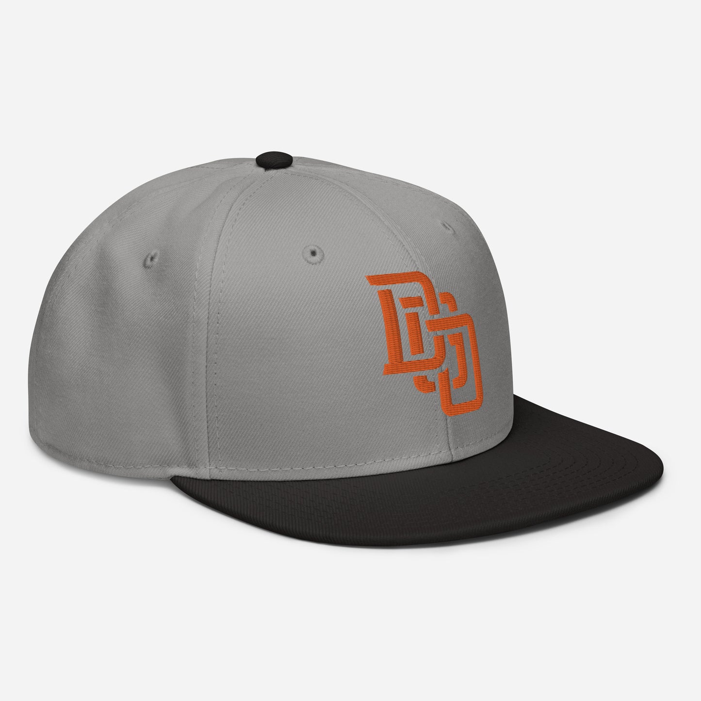 "DGO" Snapback | Otto Cap 125-978 | E Luna Brand ESSENTIAL Duocrest 2 Orange Thread Logos: Front & Left