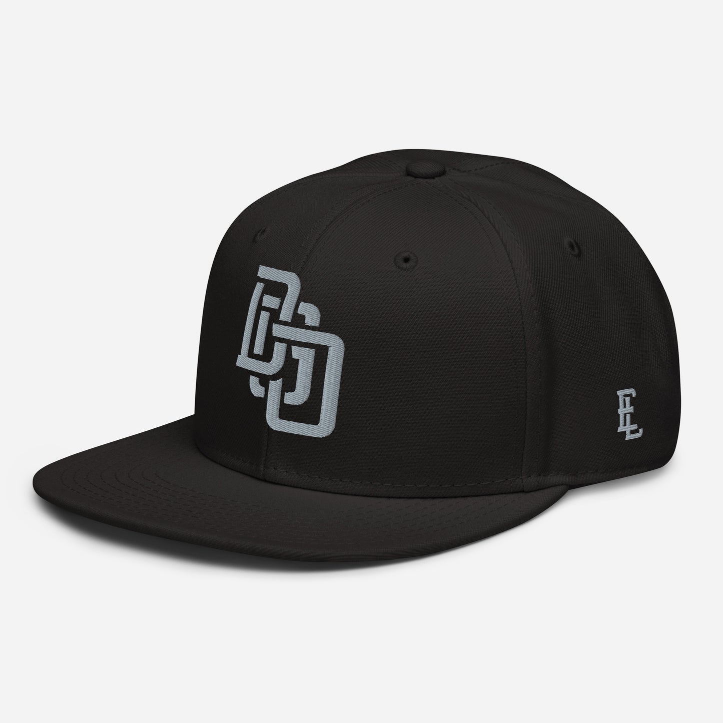 "DGO" Snapback | Otto Cap 125-978 | E Luna Brand ESSENTIAL Duocrest 2 Grey Thread Logos: Front & Left