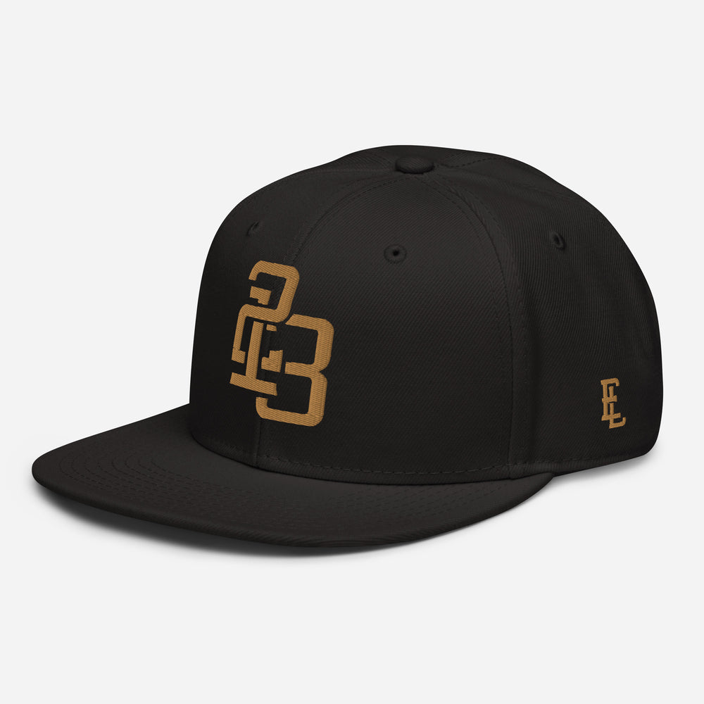 Boné "213" Snapback | Otto Cap 125-978 | E Luna SELECT Tricrest 3 Fios de Ouro Velho Frente, Lado Esquerdo e Logotipos Traseiros