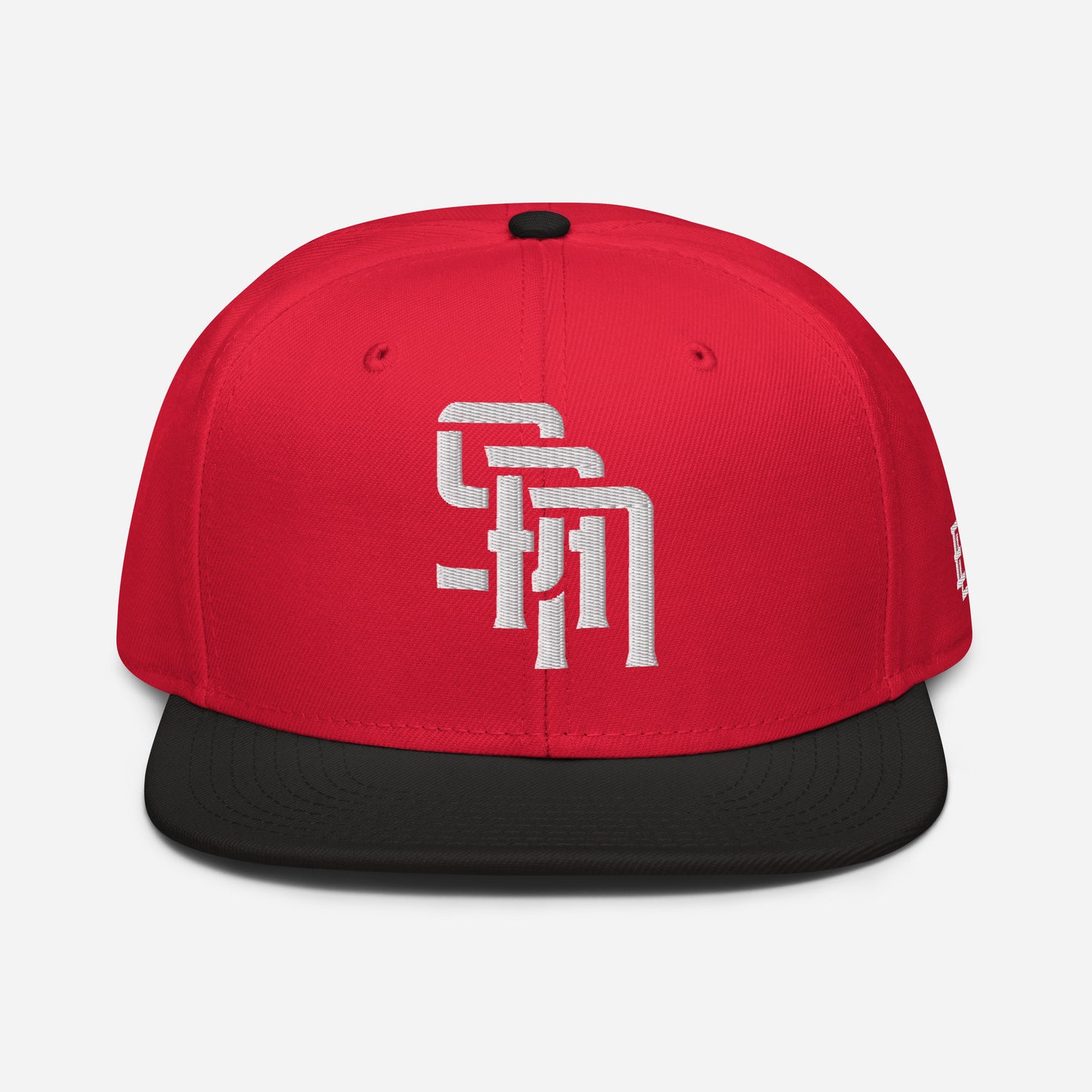 "SAN" Snapback | Otto Cap 125-978 | E Luna Brand ESSENTIAL Duocrest 2 White Thread Logos: Front & Left