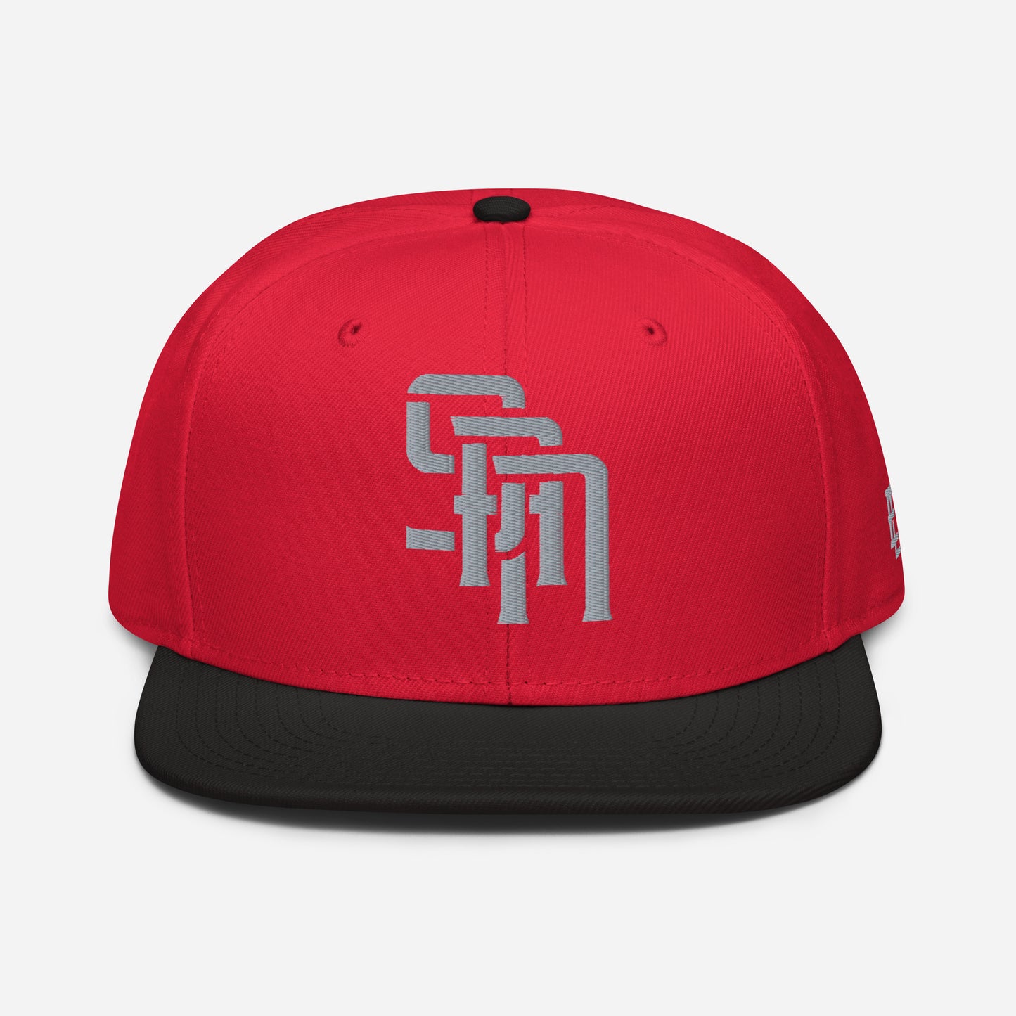 "SAN" Snapback | Otto Cap 125-978 | E Luna Brand ESSENTIAL Duocrest 2 Grey Thread Logos: Front & Left