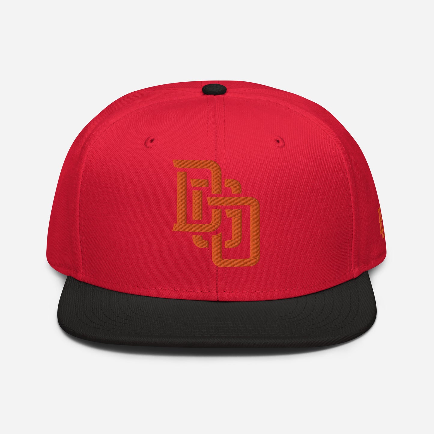 "DGO" Snapback | Otto Cap 125-978 | E Luna Brand ESSENTIAL Duocrest 2 Orange Thread Logos: Front & Left