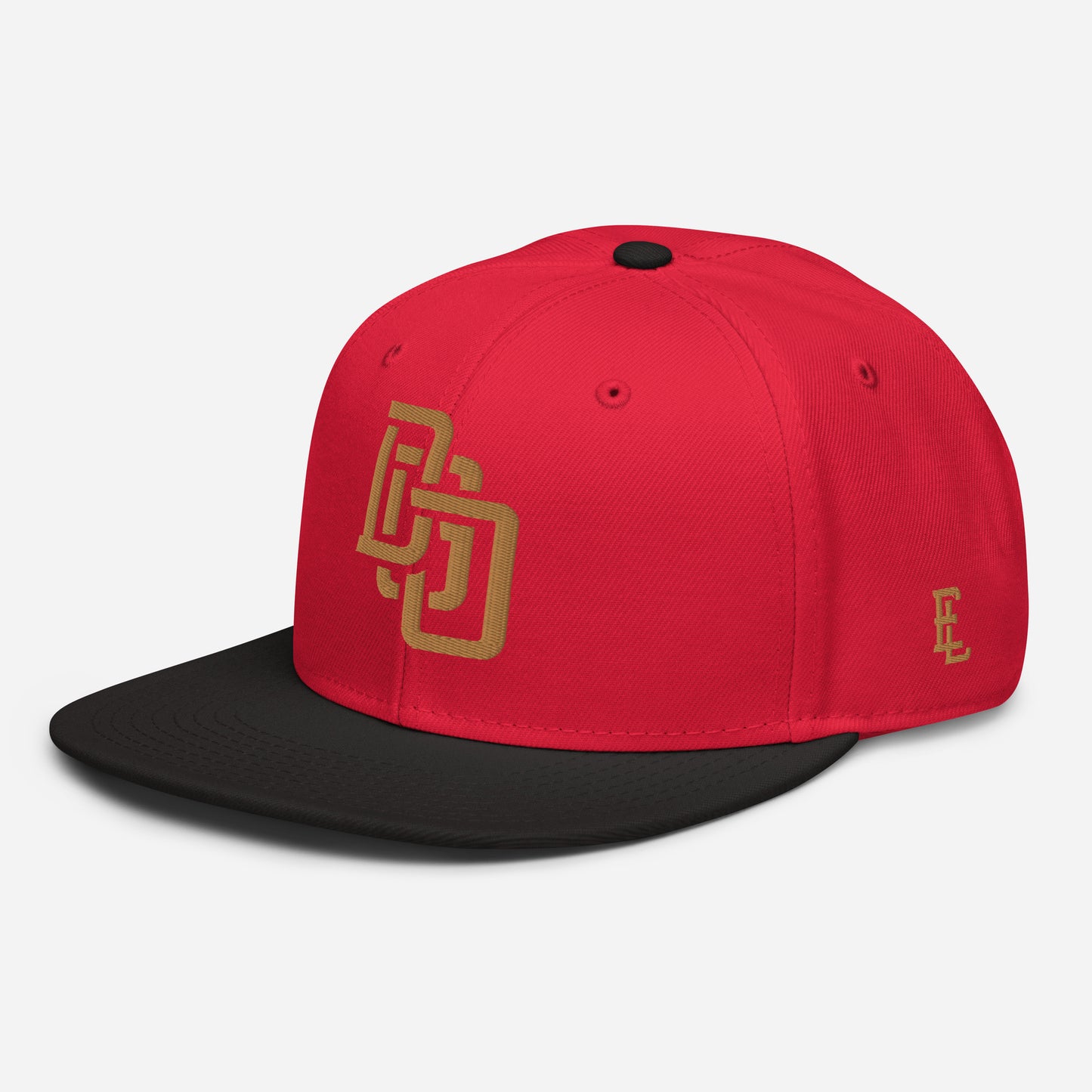 "DGO" Snapback | Otto Cap 125-978 | E Luna Brand ESSENTIAL Duocrest 2 Old Gold Thread Logos: Front & Left