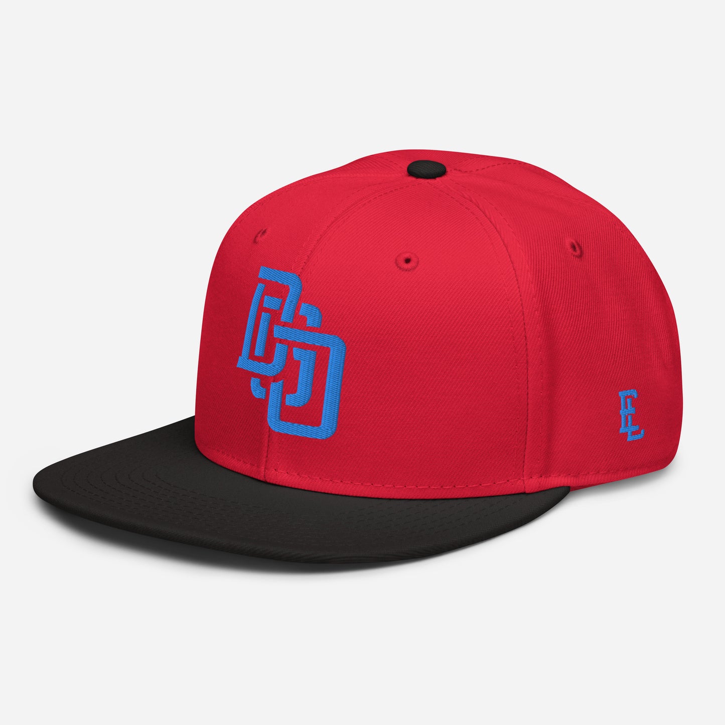 "DGO" Snapback | Otto Cap 125-978 | E Luna Brand ESSENTIAL Duocrest 2 Aqua/Teal Thread Logos: Front & Left