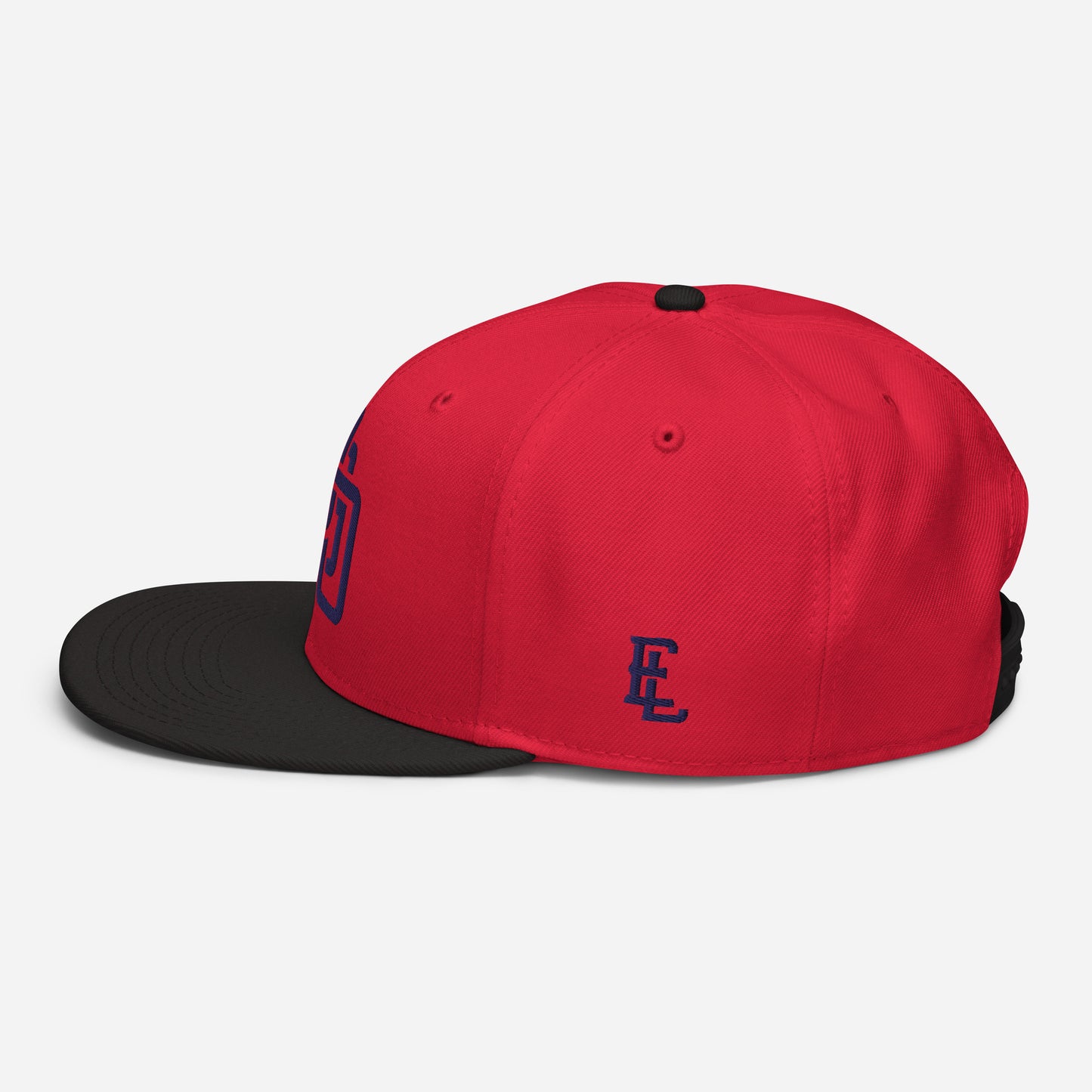 "DGO" Snapback | Otto Cap 125-978 | E Luna Brand ESSENTIAL Duocrest 2 Navy Thread Logos: Front & Left