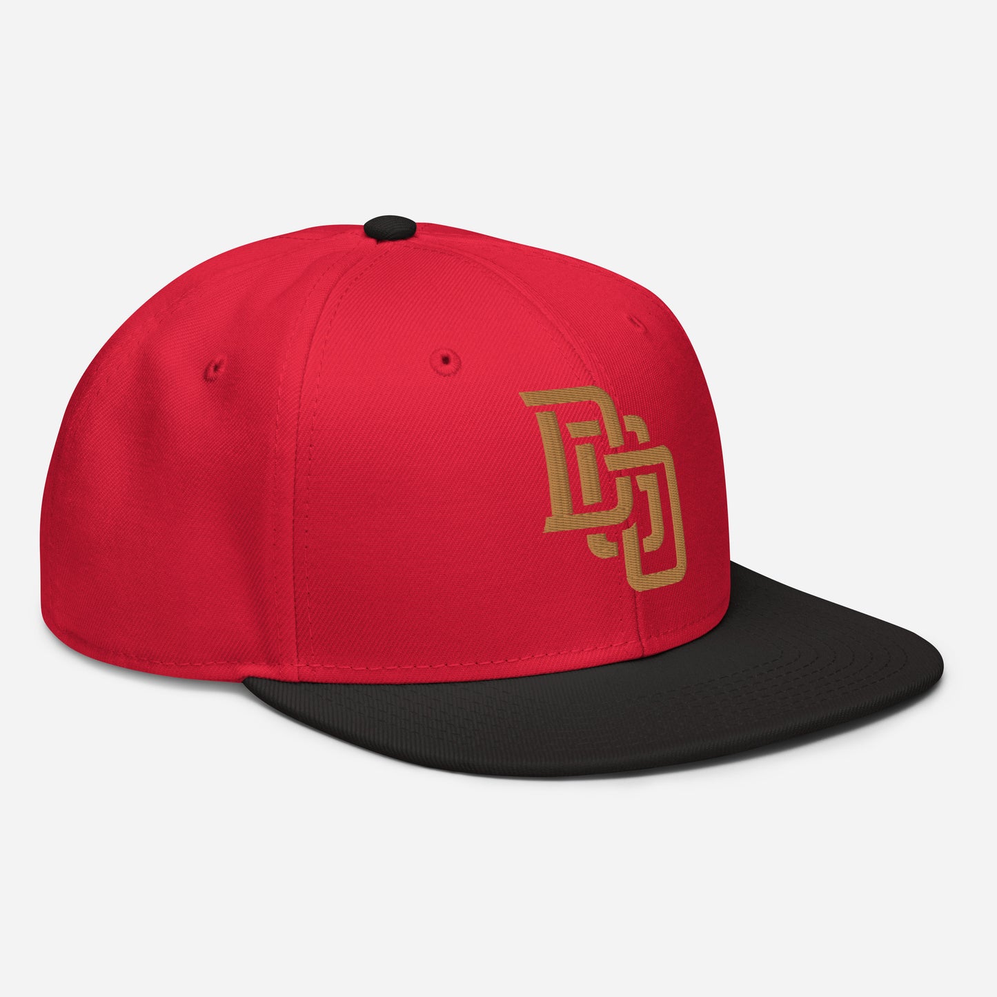 "DGO" Snapback | Otto Cap 125-978 | E Luna Brand ESSENTIAL Duocrest 2 Old Gold Thread Logos: Front & Left