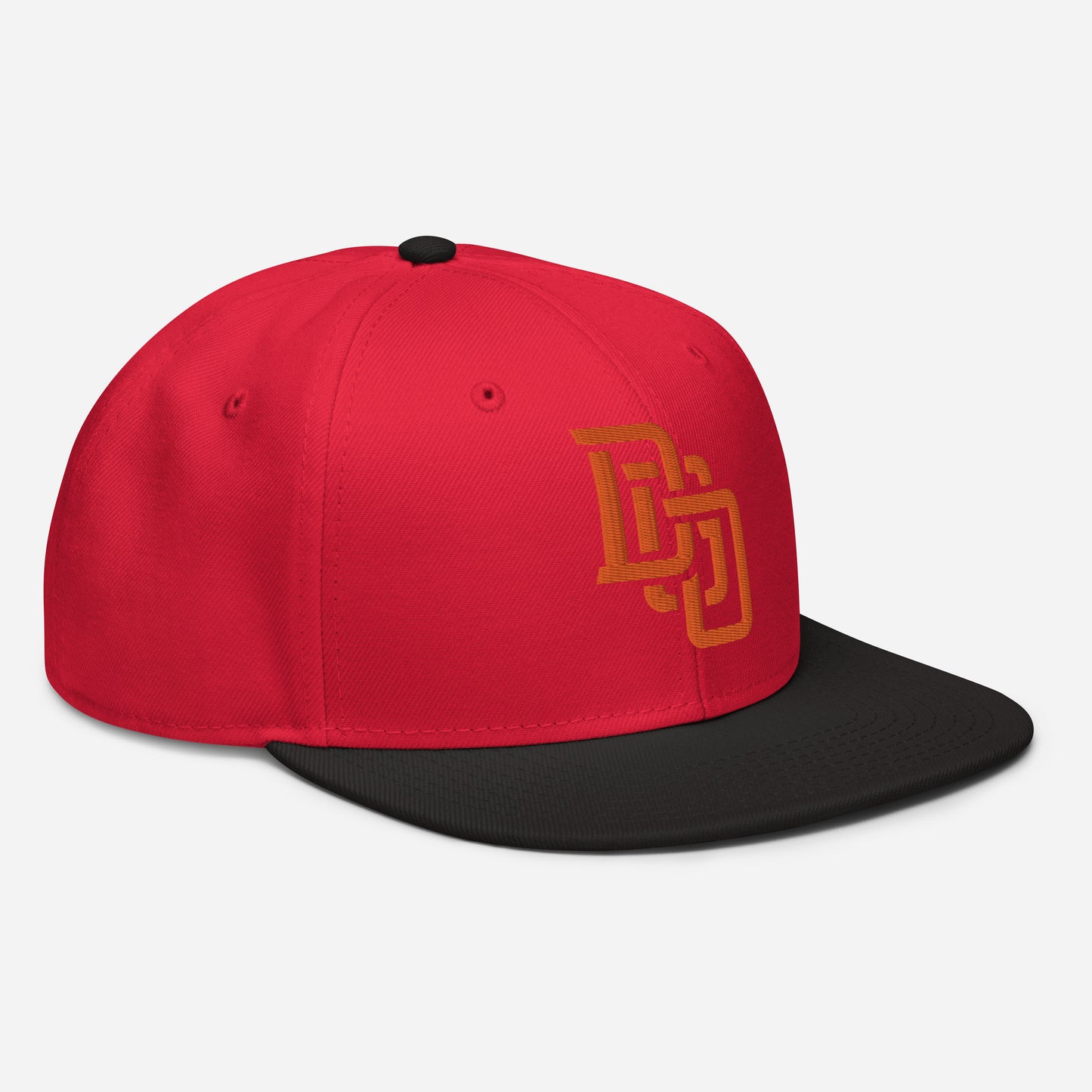 "DGO" Snapback | Otto Cap 125-978 | E Luna Brand ESSENTIAL Duocrest 2 Orange Thread Logos: Front & Left