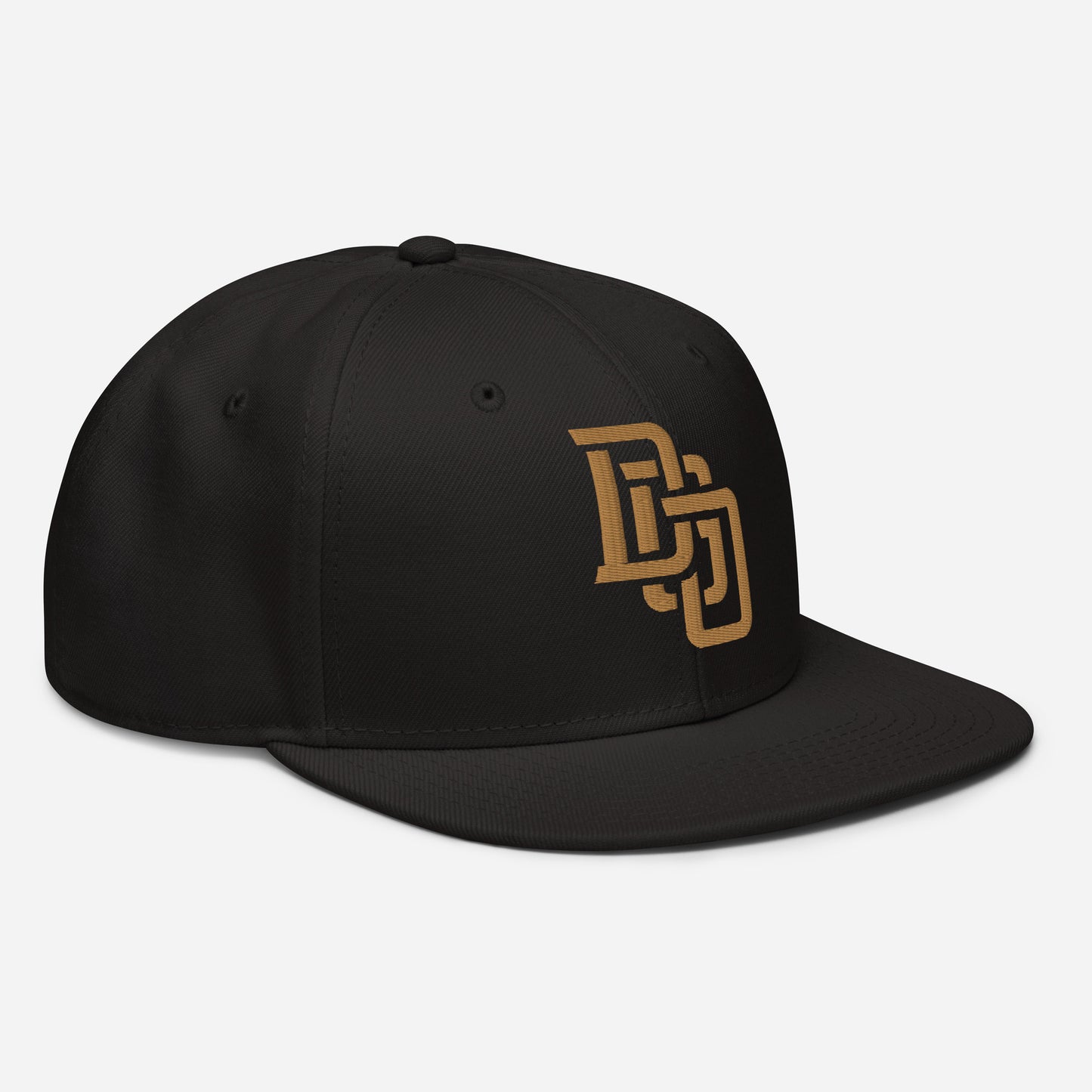 "DGO" Snapback | Otto Cap 125-978 | E Luna Brand ESSENTIAL Duocrest 2 Old Gold Thread Logos: Front & Left