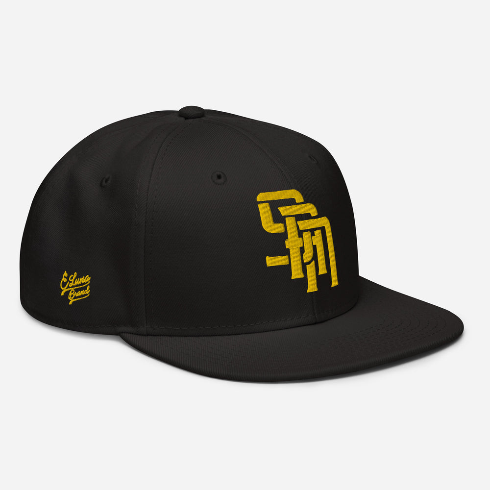 Snapback "SAN" | E Luna Brand PREMIUM | 4 logotipos con hilo dorado | Edición 3D Puff