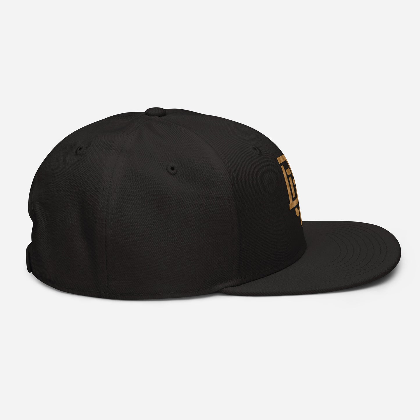 "DGO" Snapback | Otto Cap 125-978 | E Luna Brand ESSENTIAL Duocrest 2 Old Gold Thread Logos: Front & Left