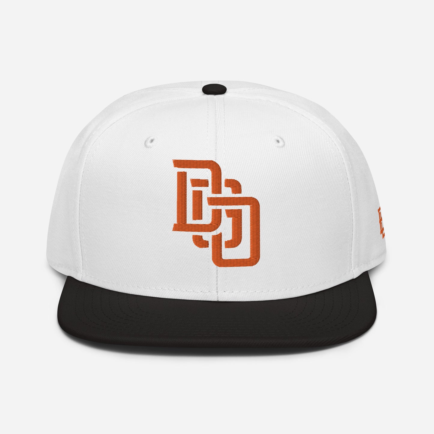 "DGO" Snapback | Otto Cap 125-978 | E Luna Brand ESSENTIAL Duocrest 2 Orange Thread Logos: Front & Left
