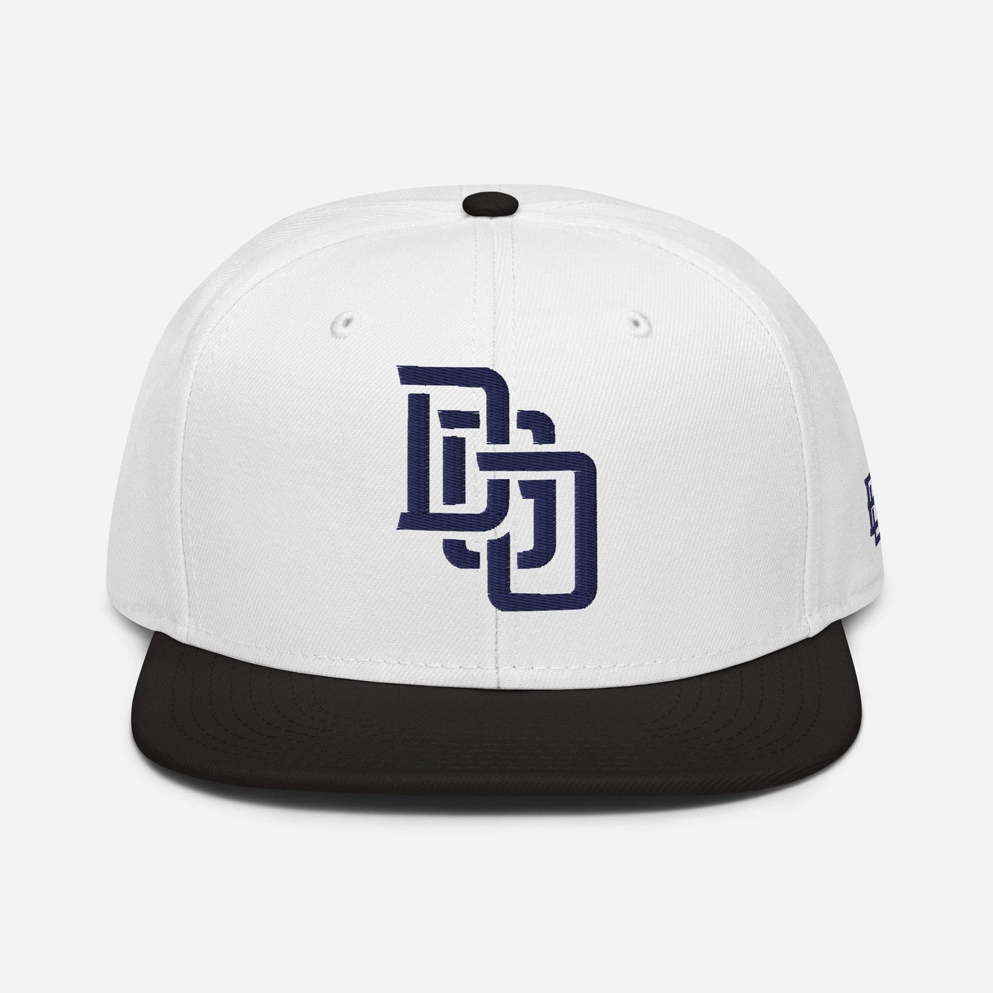 "DGO" Snapback | Otto Cap 125-978 | E Luna Brand ESSENTIAL Duocrest 2 Navy Thread Logos: Front & Left