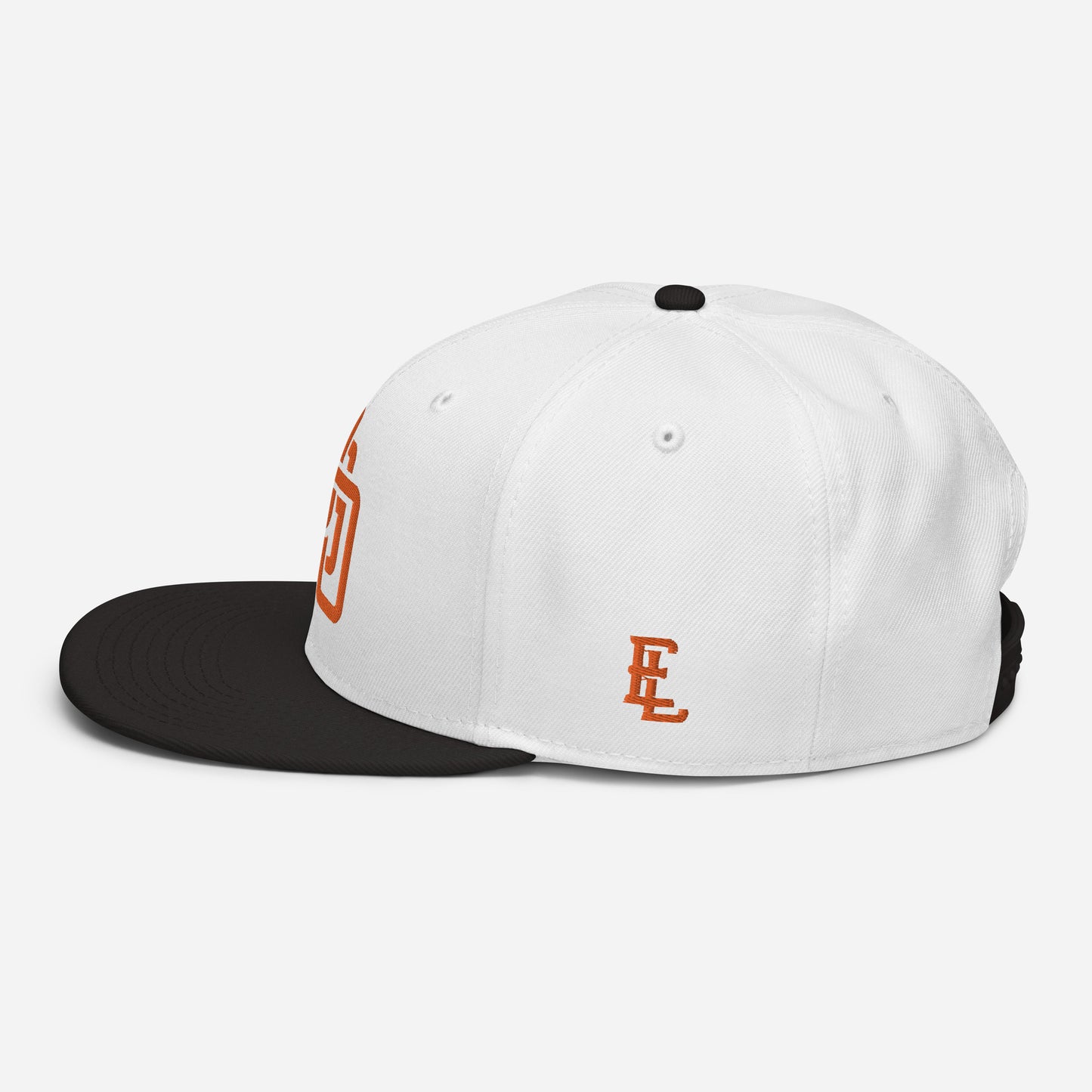 "DGO" Snapback | Otto Cap 125-978 | E Luna Brand ESSENTIAL Duocrest 2 Orange Thread Logos: Front & Left