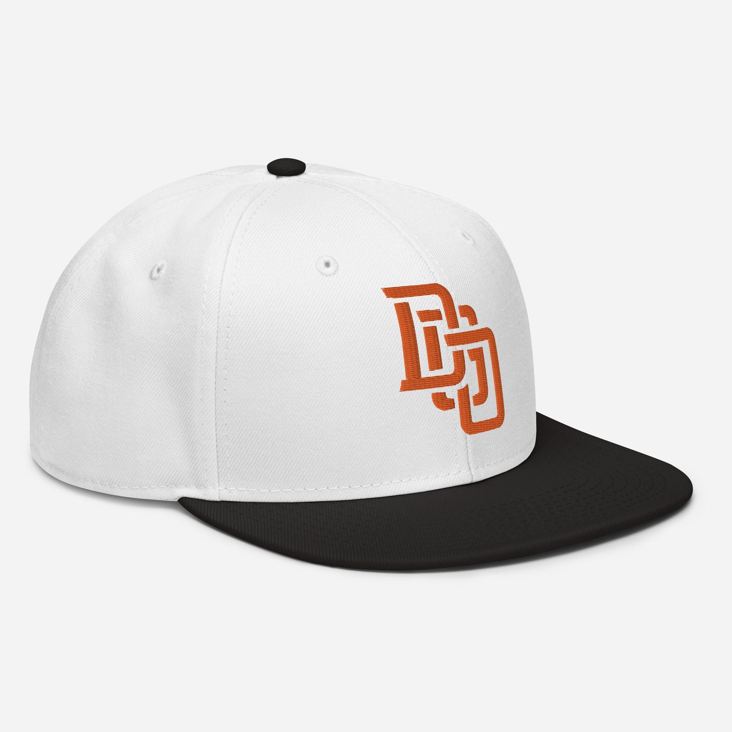"DGO" Snapback | Otto Cap 125-978 | E Luna Brand ESSENTIAL Duocrest 2 Orange Thread Logos: Front & Left