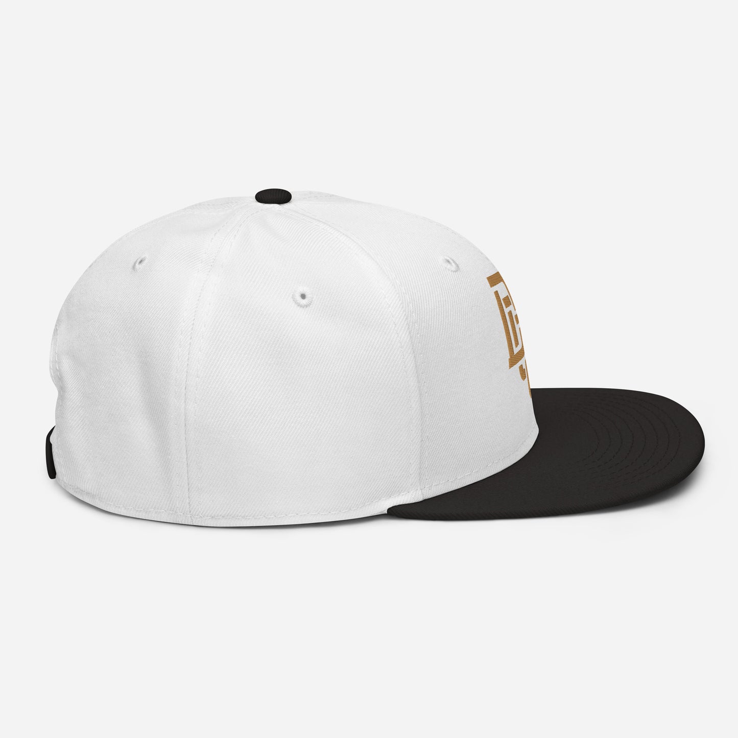 "DGO" Snapback | Otto Cap 125-978 | E Luna Brand ESSENTIAL Duocrest 2 Old Gold Thread Logos: Front & Left