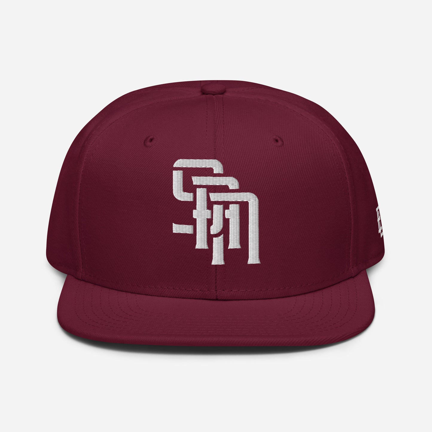 "SAN" Snapback | Otto Cap 125-978 | E Luna Brand ESSENTIAL Duocrest 2 White Thread Logos: Front & Left