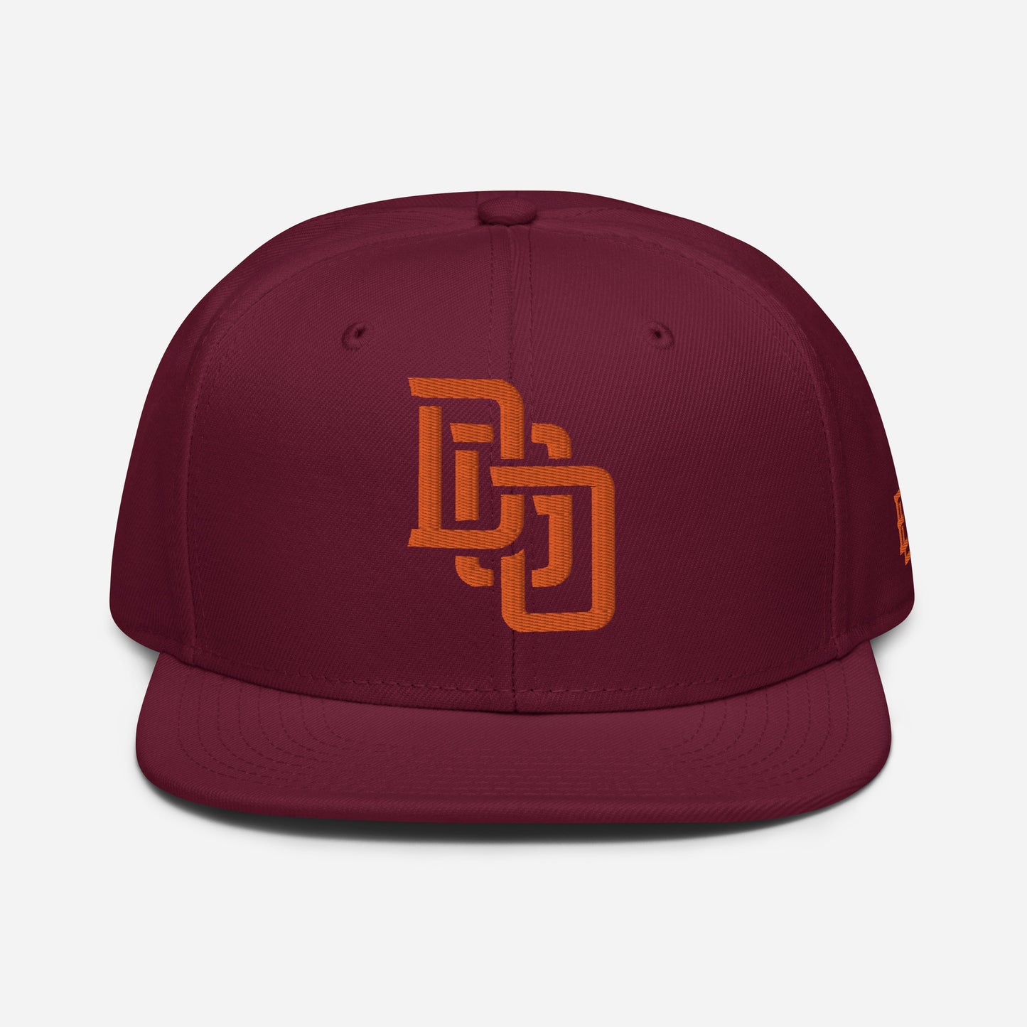 "DGO" Snapback | Otto Cap 125-978 | E Luna Brand ESSENTIAL Duocrest 2 Orange Thread Logos: Front & Left