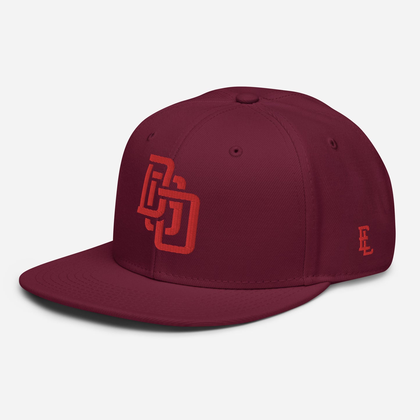 "DGO" Snapback | Otto Cap 125-978 | E Luna Brand ESSENTIAL Duocrest 2 Red Thread Logos: Front & Left