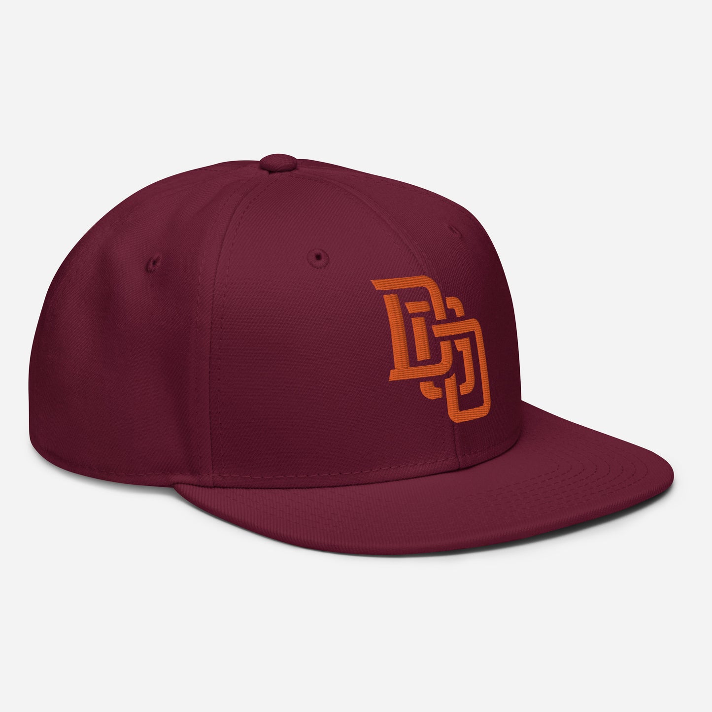 "DGO" Snapback | Otto Cap 125-978 | E Luna Brand ESSENTIAL Duocrest 2 Orange Thread Logos: Front & Left
