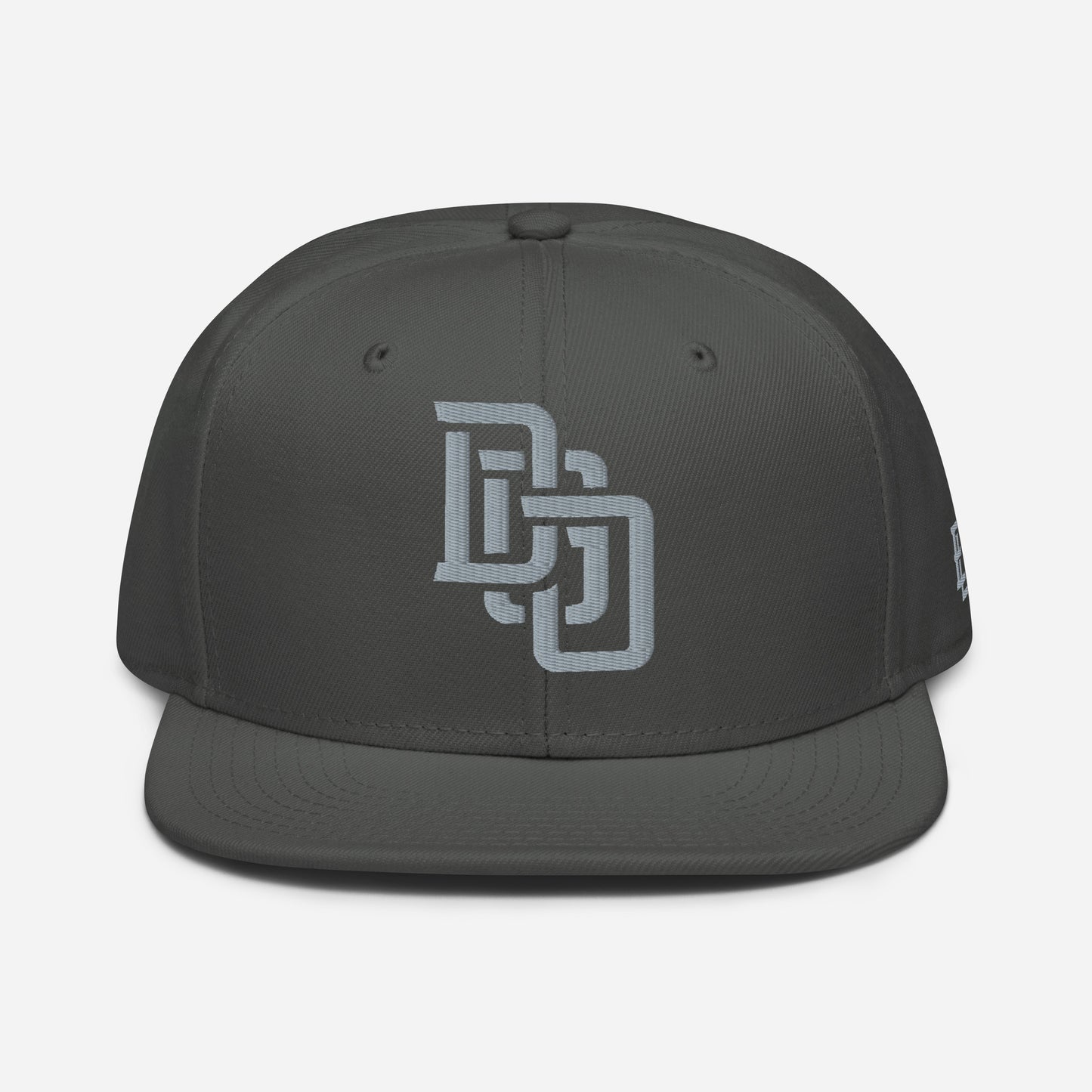 "DGO" Snapback | Otto Cap 125-978 | E Luna Brand ESSENTIAL Duocrest 2 Grey Thread Logos: Front & Left