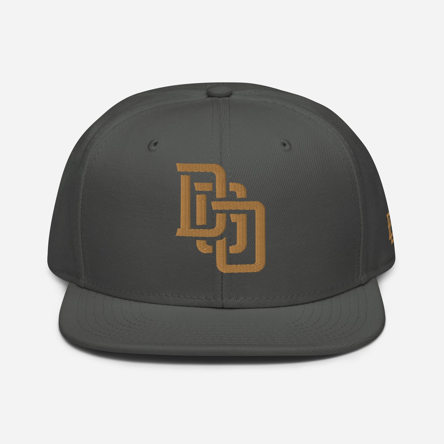 "DGO" Snapback | Otto Cap 125-978 | E Luna Brand ESSENTIAL Duocrest 2 Old Gold Thread Logos: Front & Left