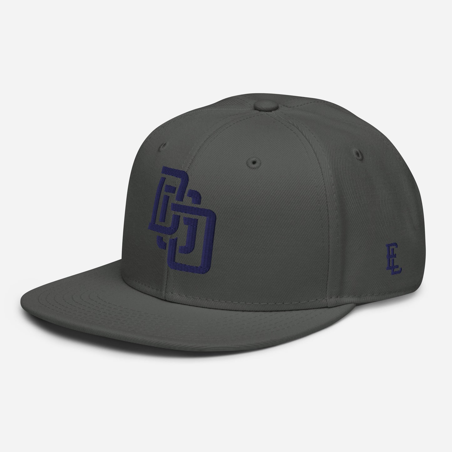 "DGO" Snapback | Otto Cap 125-978 | E Luna Brand ESSENTIAL Duocrest 2 Navy Thread Logos: Front & Left