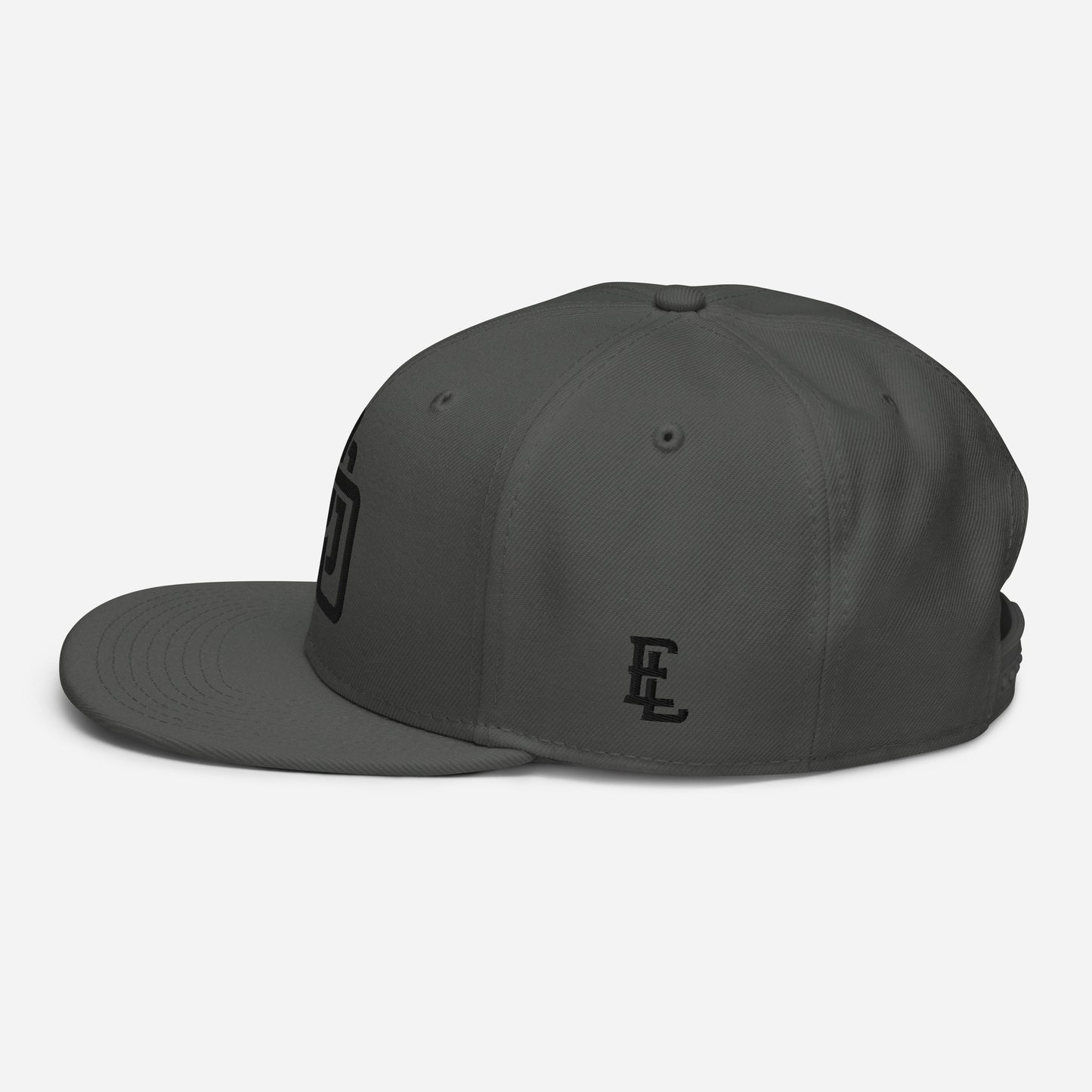 "DGO" Snapback | Otto Cap 125-978 | E Luna Brand ESSENTIAL Duocrest 2 Black Thread Logos: Front & Left