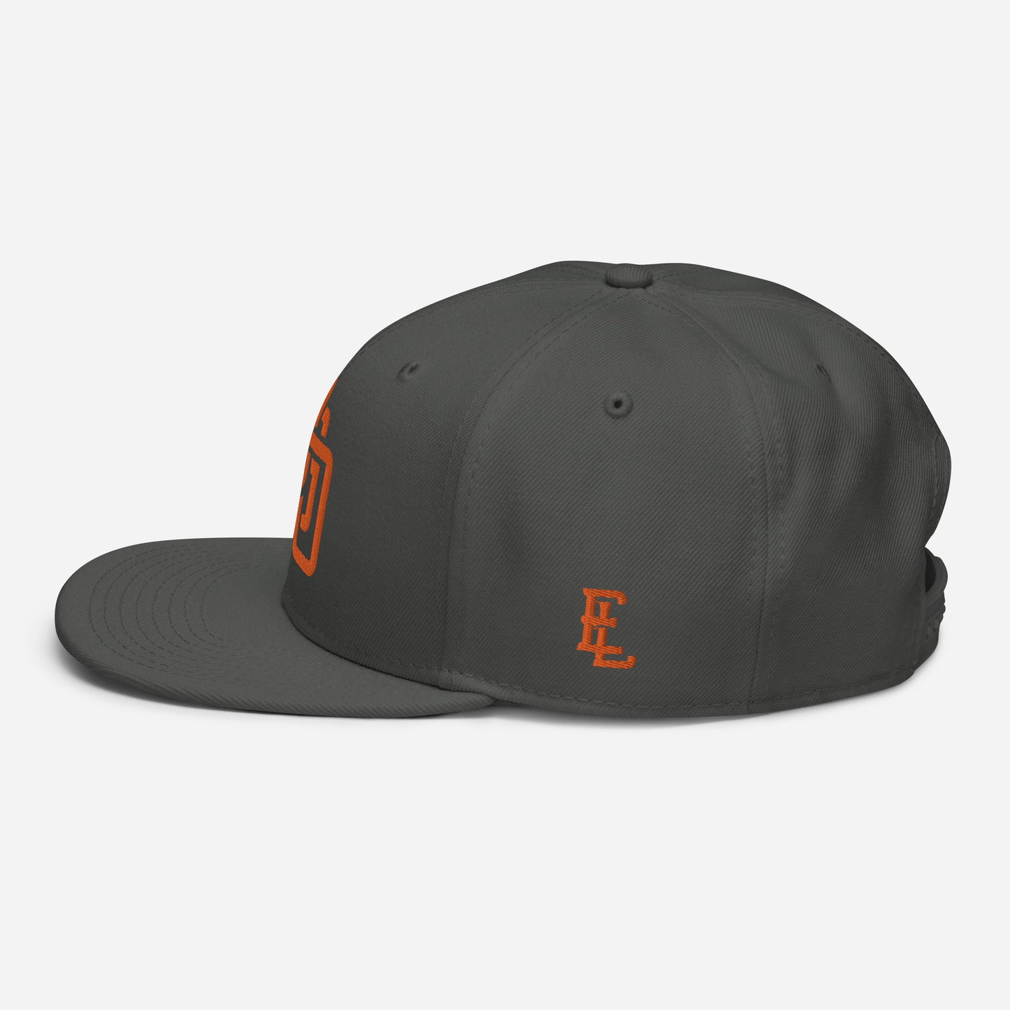 "DGO" Snapback | Otto Cap 125-978 | E Luna Brand ESSENTIAL Duocrest 2 Orange Thread Logos: Front & Left