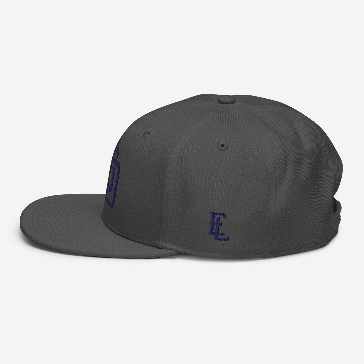 "DGO" Snapback | Otto Cap 125-978 | E Luna Brand ESSENTIAL Duocrest 2 Navy Thread Logos: Front & Left