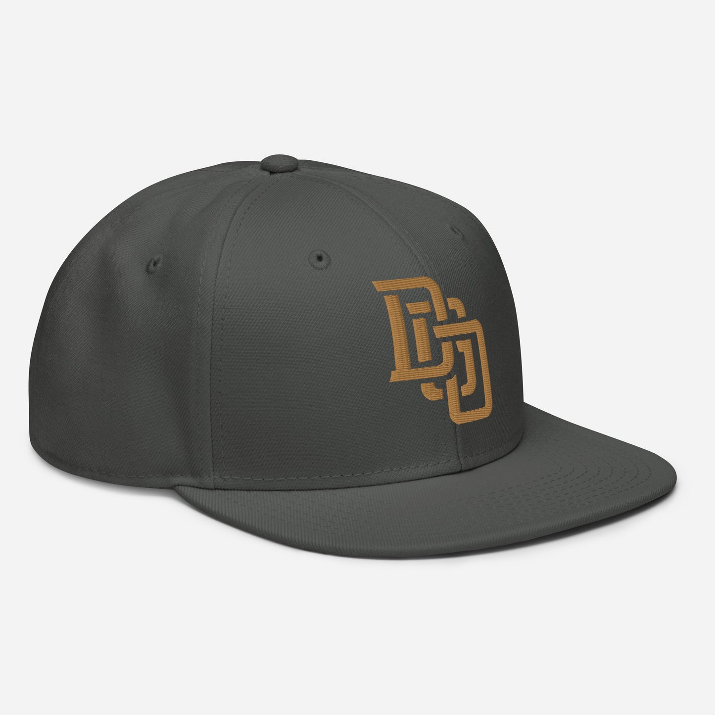 "DGO" Snapback | Otto Cap 125-978 | E Luna Brand ESSENTIAL Duocrest 2 Old Gold Thread Logos: Front & Left