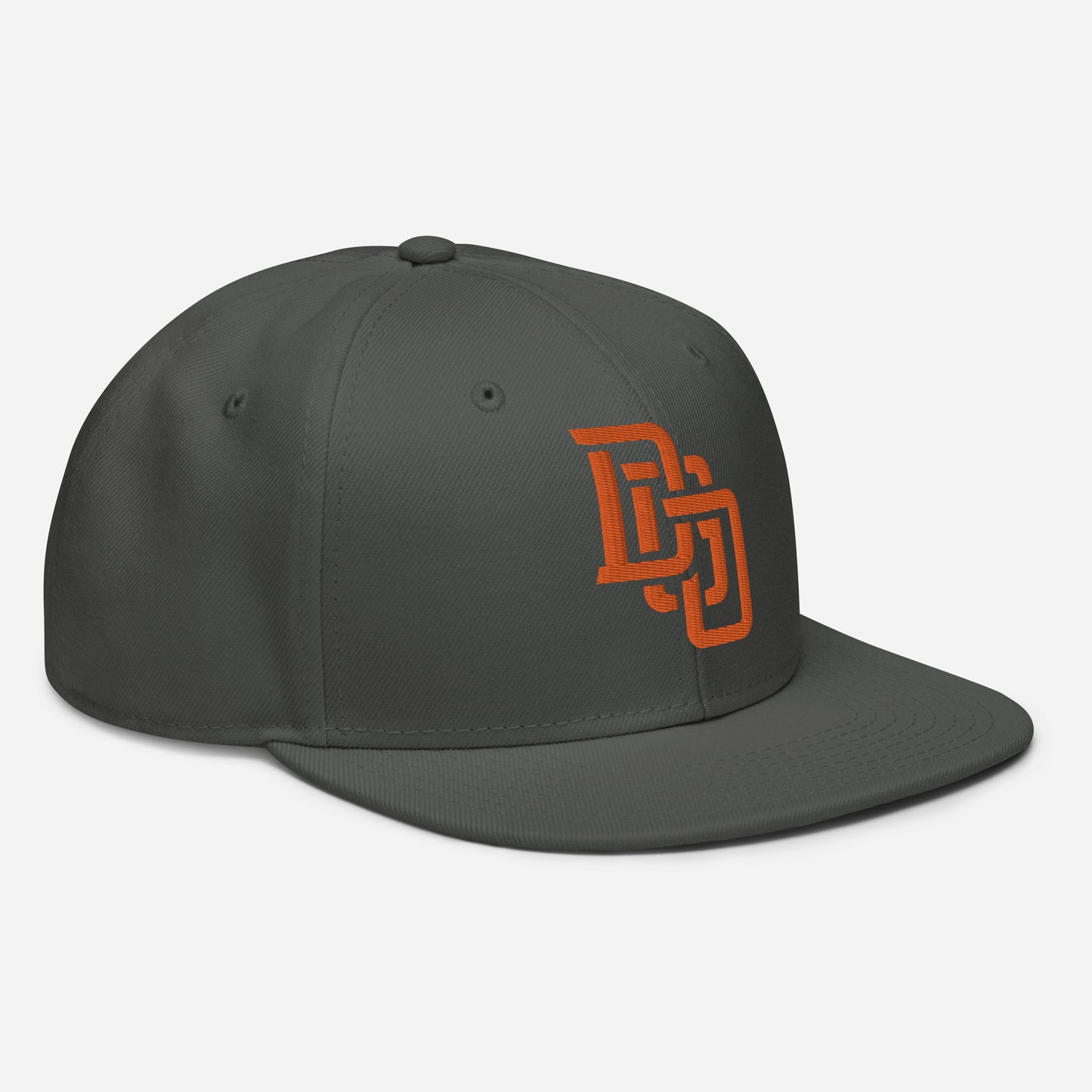 "DGO" Snapback | Otto Cap 125-978 | E Luna Brand ESSENTIAL Duocrest 2 Orange Thread Logos: Front & Left