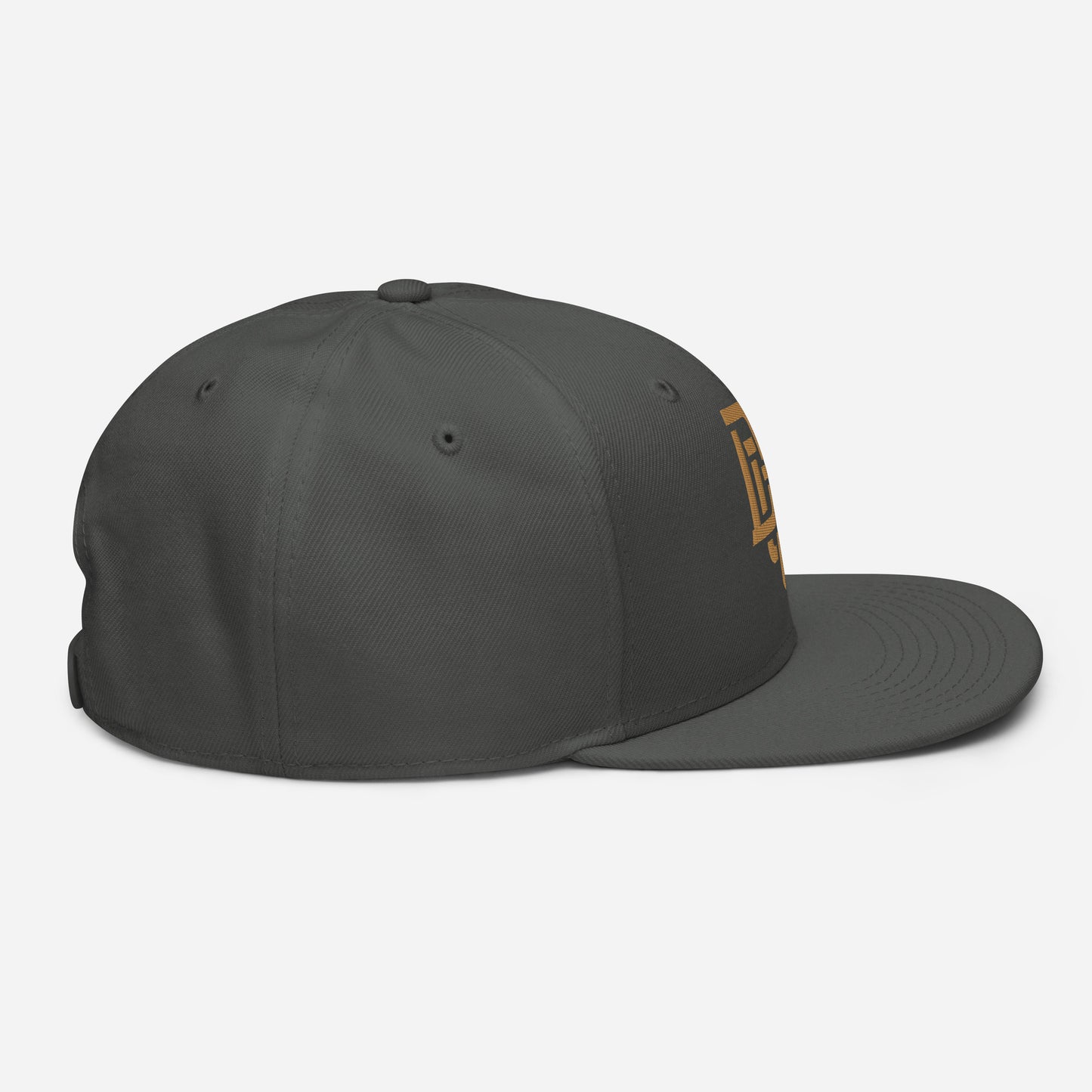 "DGO" Snapback | Otto Cap 125-978 | E Luna Brand ESSENTIAL Duocrest 2 Old Gold Thread Logos: Front & Left