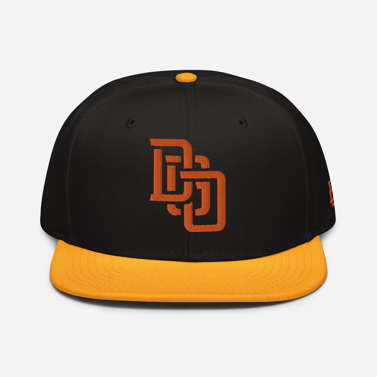 "DGO" Snapback | Otto Cap 125-978 | E Luna Brand ESSENTIAL Duocrest 2 Orange Thread Logos: Front & Left