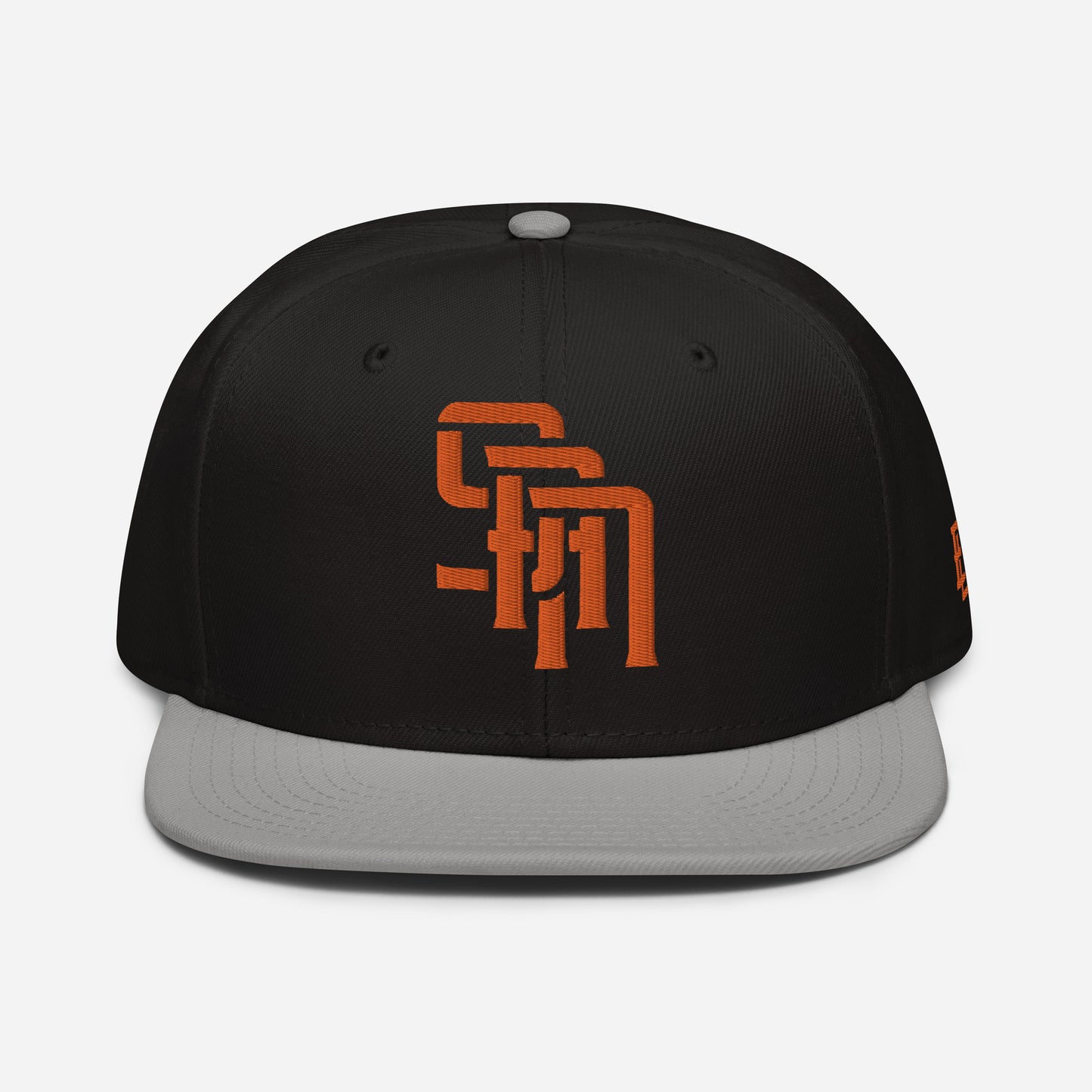 "SAN" Snapback | Otto Cap 125-978 | E Luna Brand ESSENTIAL Duocrest 2 Orange Thread Logos: Front & Left