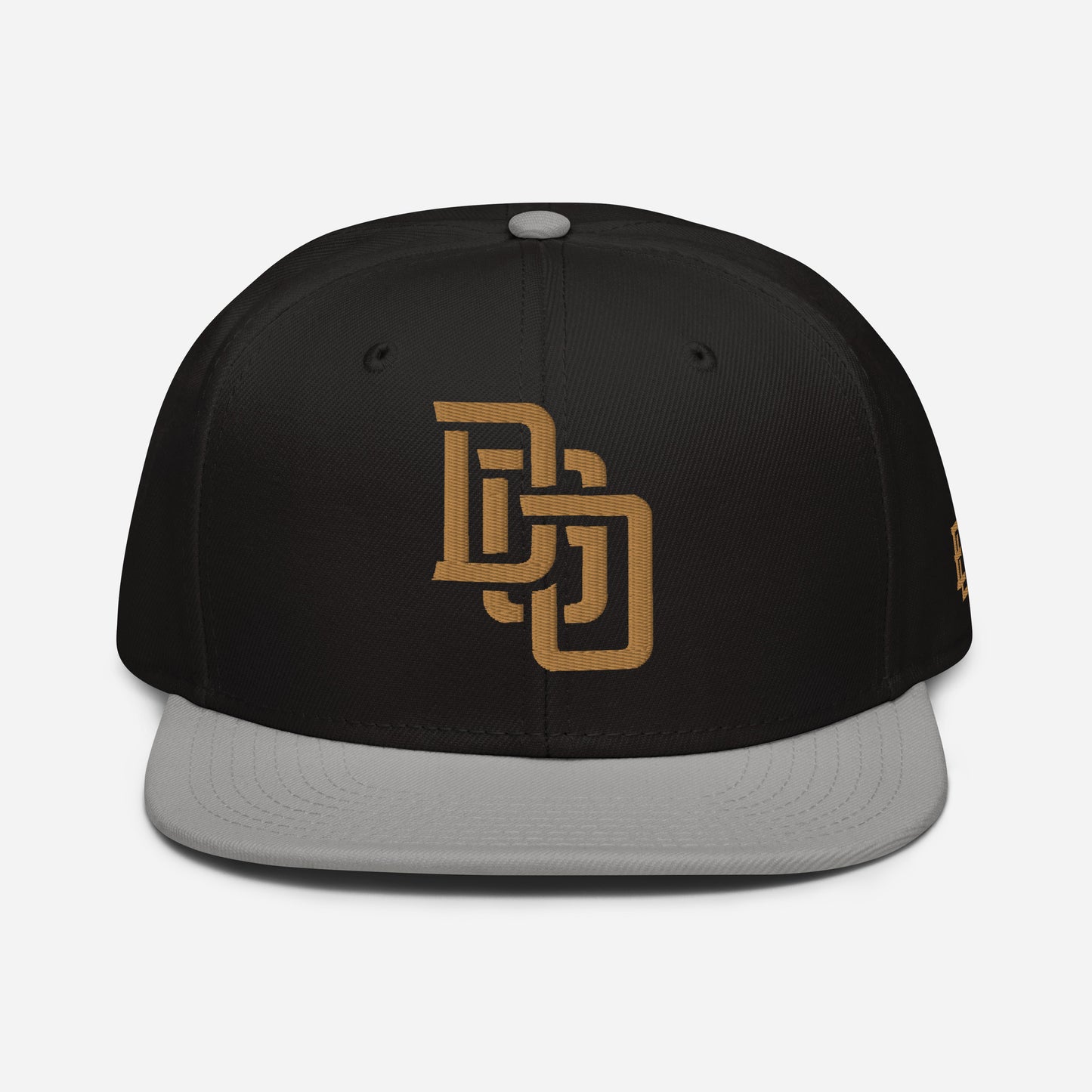 "DGO" Snapback | Otto Cap 125-978 | E Luna Brand ESSENTIAL Duocrest 2 Old Gold Thread Logos: Front & Left