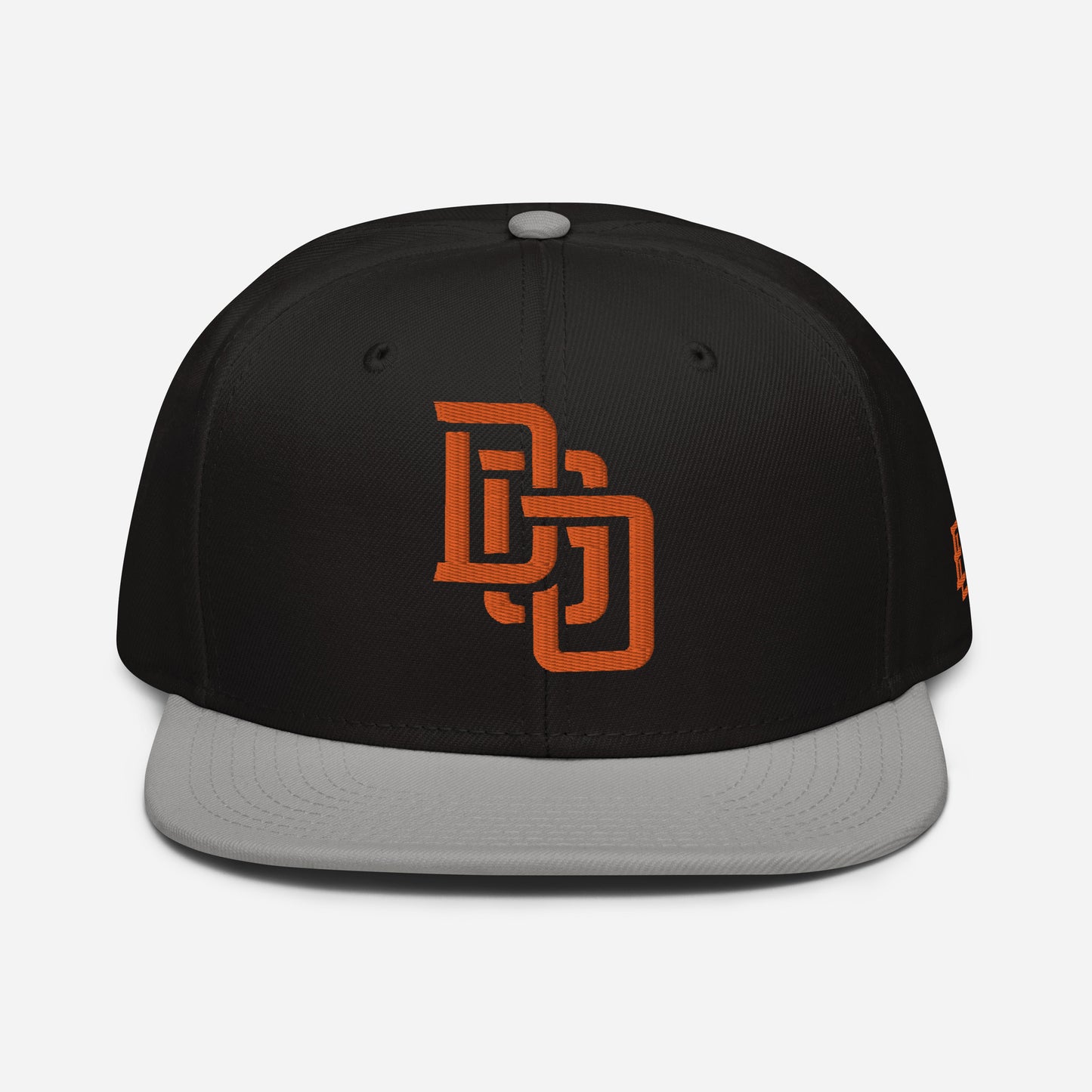 "DGO" Snapback | Otto Cap 125-978 | E Luna Brand ESSENTIAL Duocrest 2 Orange Thread Logos: Front & Left