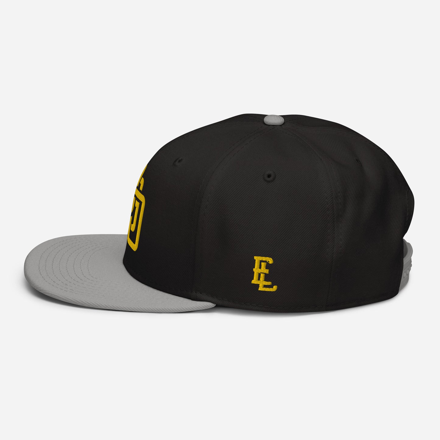 "DGO" Snapback | Otto Cap 125-978 | E Luna Brand ESSENTIAL Duocrest 2 Gold Thread Logos: Front & Left