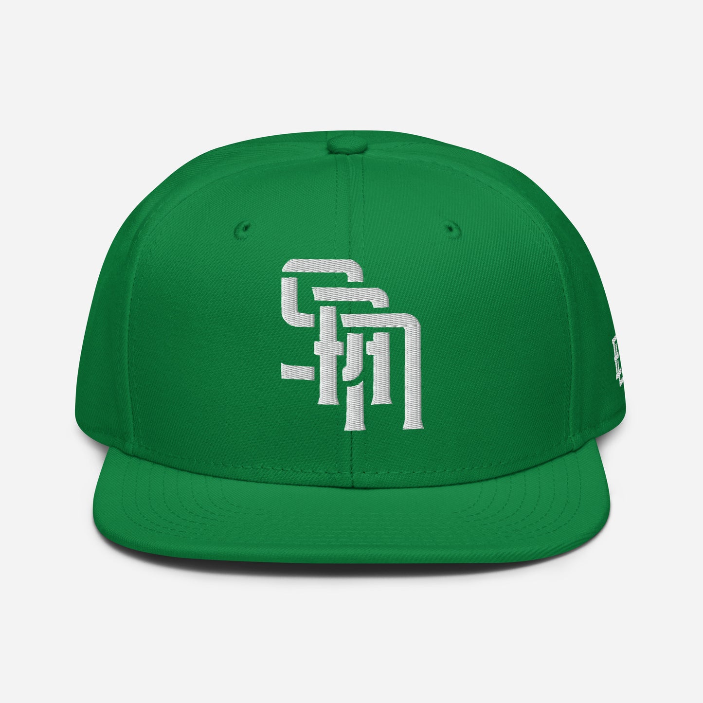 "SAN" Snapback | Otto Cap 125-978 | E Luna Brand ESSENTIAL Duocrest 2 White Thread Logos: Front & Left