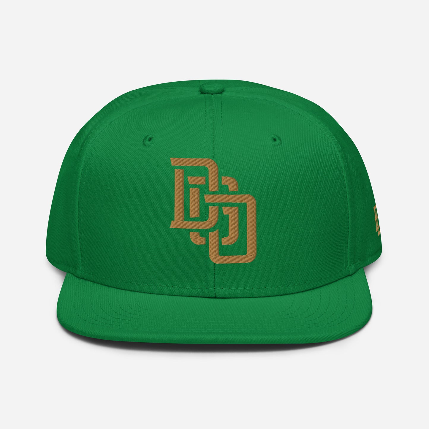 "DGO" Snapback | Otto Cap 125-978 | E Luna Brand ESSENTIAL Duocrest 2 Old Gold Thread Logos: Front & Left